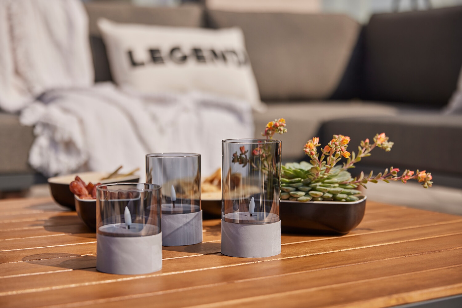 Brilliant Außen-Tischleuchte »Bougie« LED-Modul 3 Stk. Extra-Warmweiß LED-Kerzen 3er-Set, Timer, Höhe 10/12,5/15 cm, Ø 8 cm