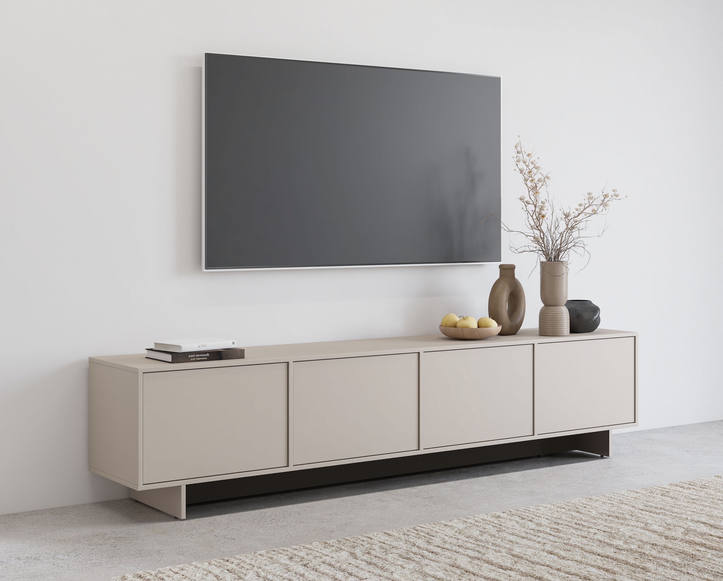 OTTO home Lowboard »Tatami, Modernes griffloses TV-Board, Breit 220,50cm, TV-Schrank« TV-Schrank, TV-Board mit viel Stauraum, push-to-open-Funktion