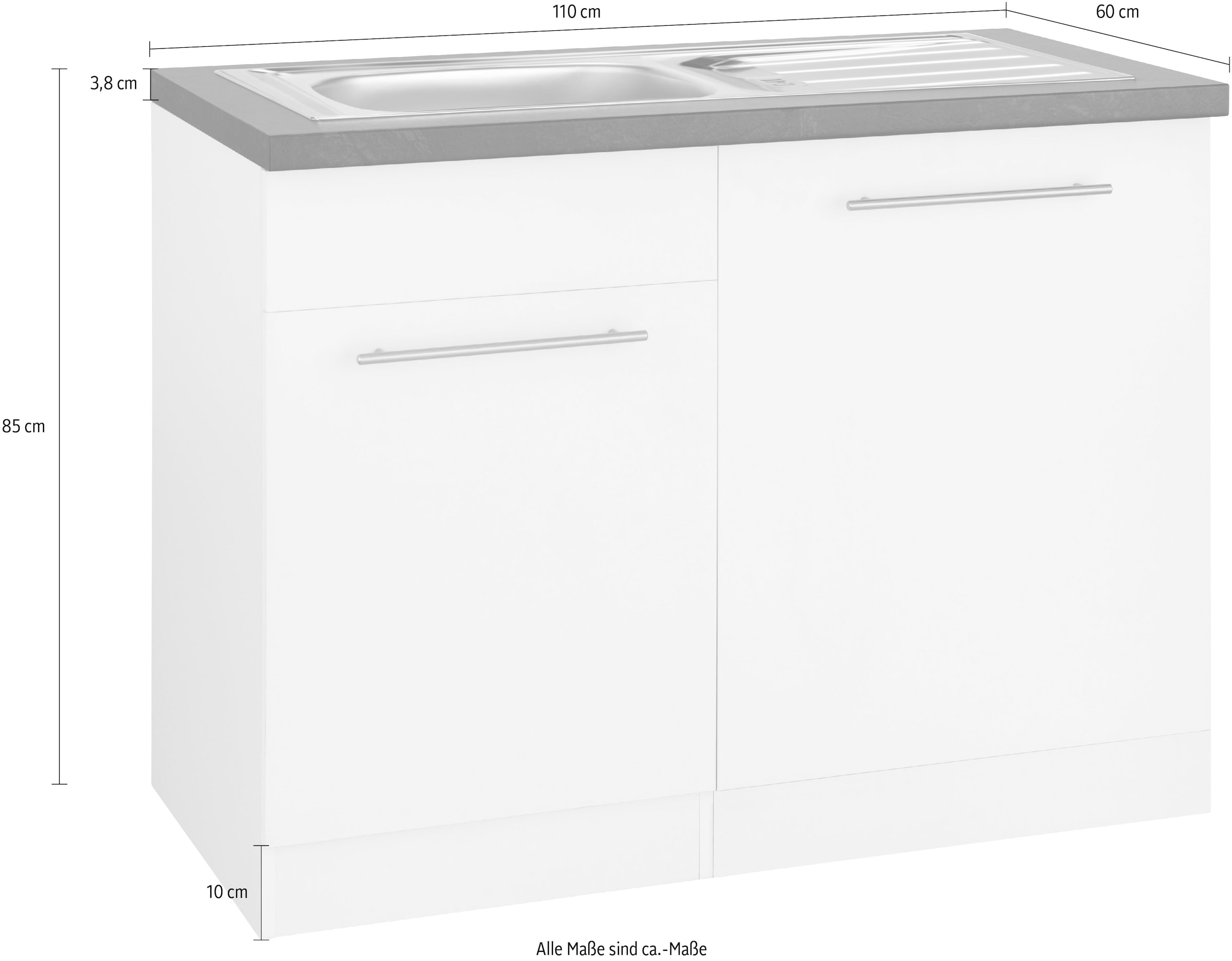 wiho Küchen Spülenschrank »Unna«, 110 cm breit, inkl. Tür/Sockel/Griff für Geschirrspüler