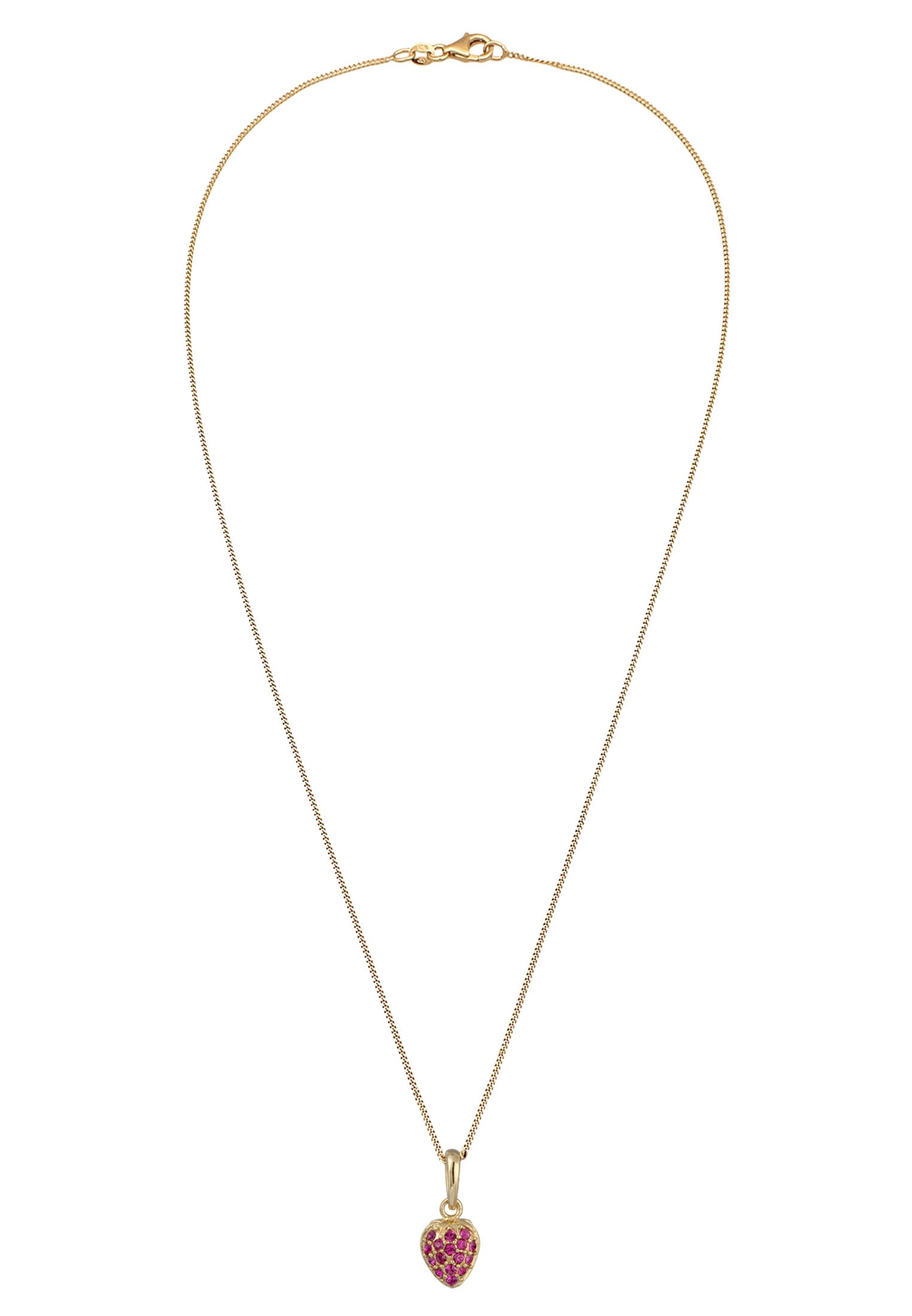 Elli Silberkette »Halskette Erdbeere Glas Kristalle Rosa 925 Sterling Silber vergoldet«