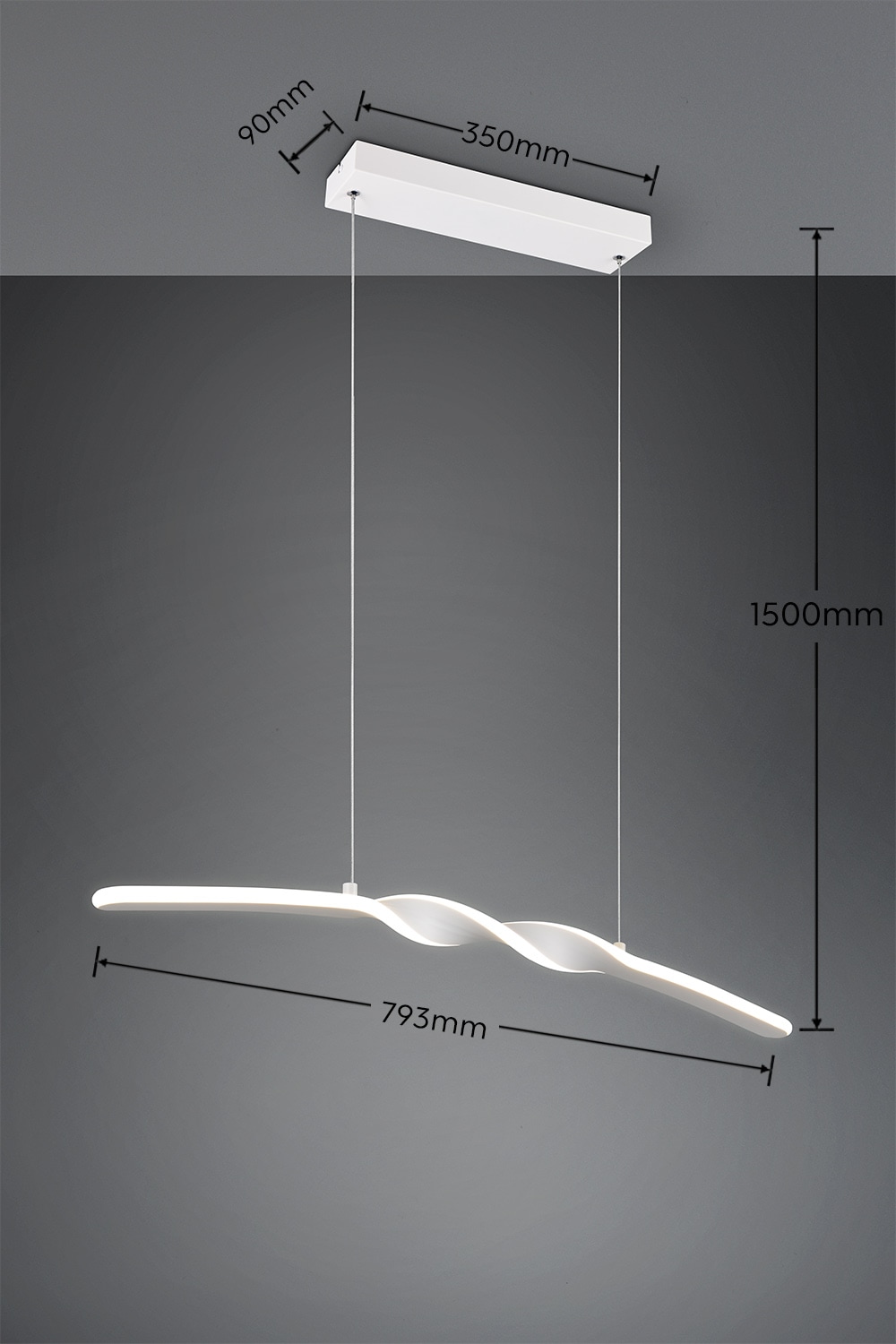 REALITY Leuchten LED Pendelleuchte »GINKO, Hängeleuchte LED 18W 2100 Lumen 4000K kaltweiß« LED-Board 1 Stk. Kaltweiß Hängelampe Esszimmer, höhenverstellbar bis max 150cm, Breite 79 cm