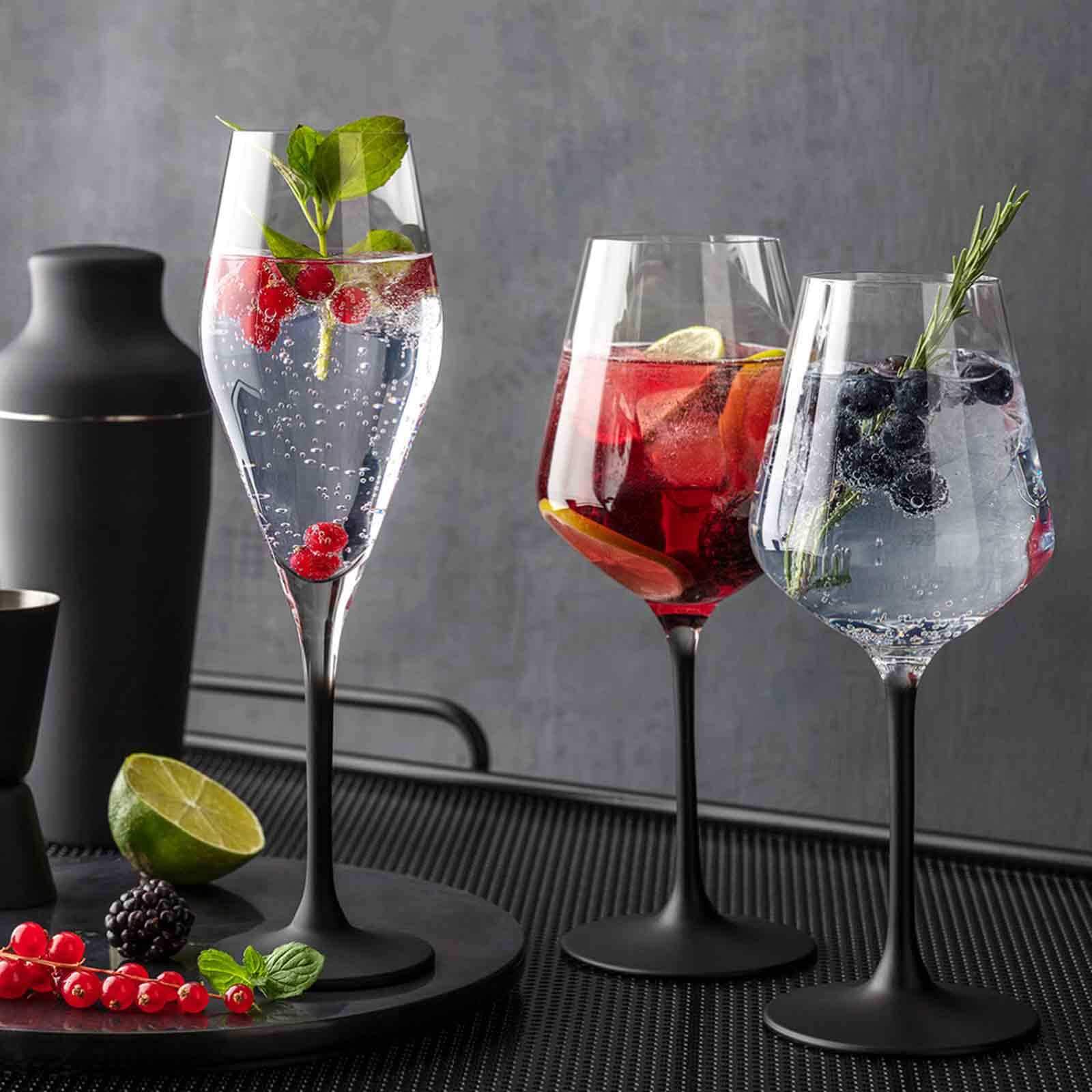 Villeroy & Boch Weißweinglas »Weißweingläser Manufacture Rock 380 ml 4er Set schwarz-transparent«