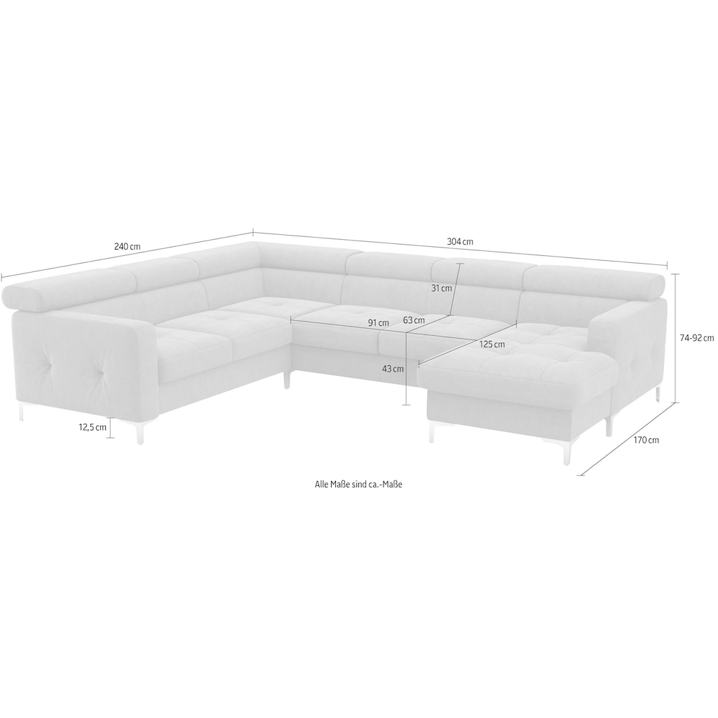 COTTA Wohnlandschaft »Ecksofa in modernem Design, U-Form«