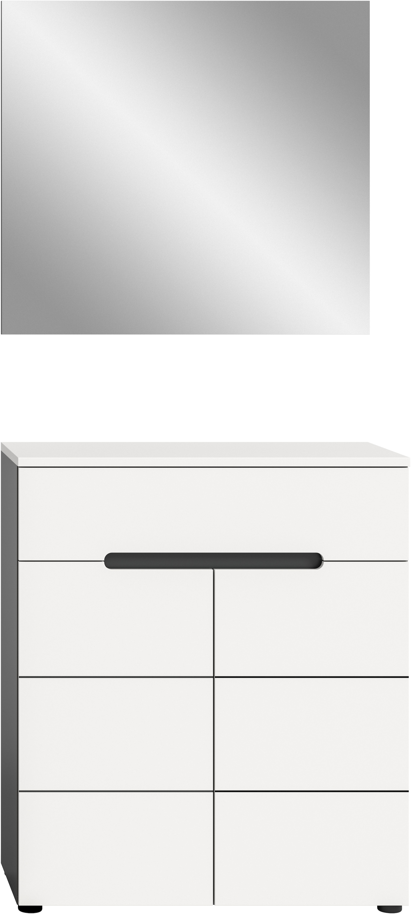 Home affaire Garderoben-Set »REHAT, TOPSELLER!, 2-teilig, Breite 80cm, individuell erweiterbar« bestehend aus: Garderobenspiegel und Schuhkommode, 2 Stk. tlg.