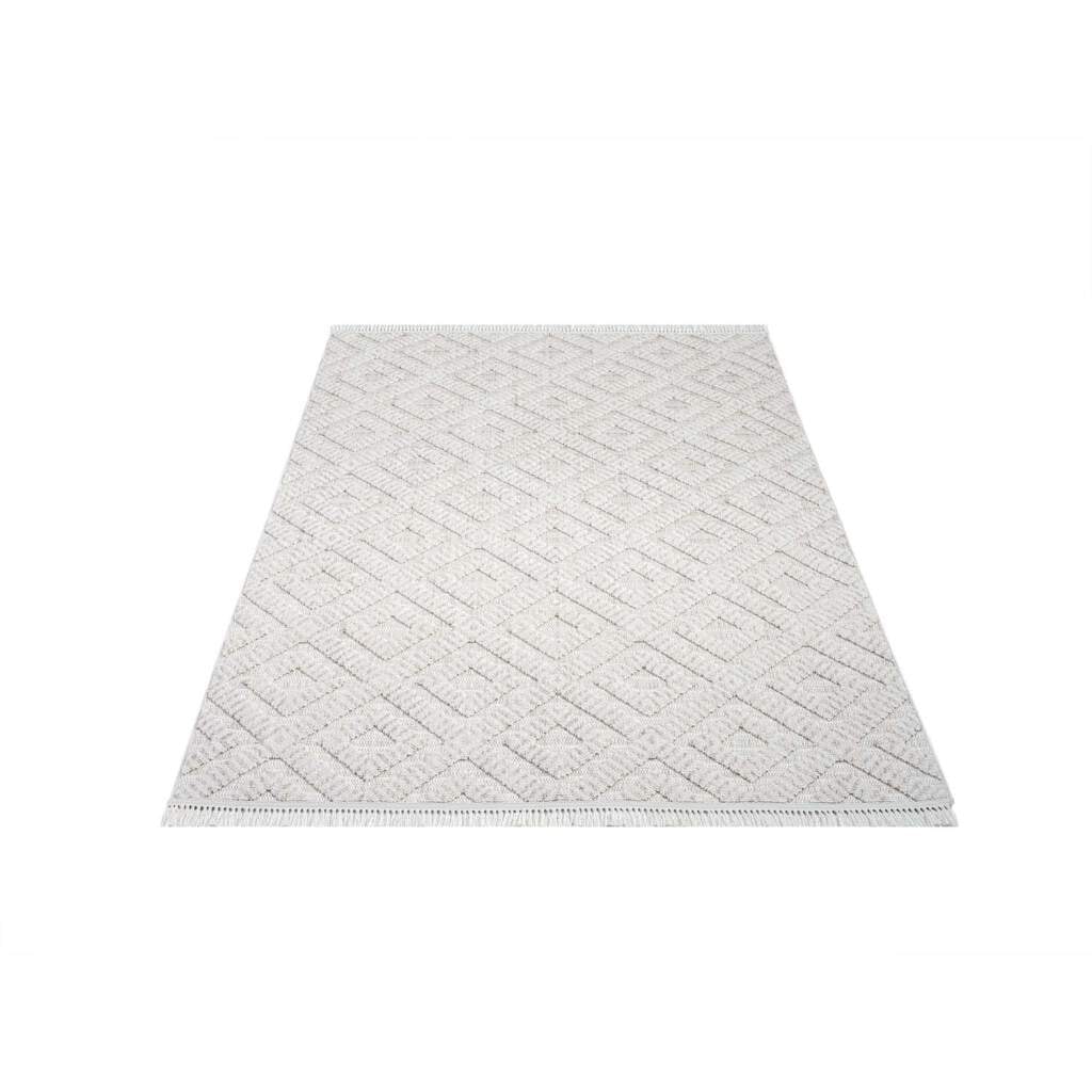Carpet City Teppich »CLASICO 8927«, rechteckig, 11 mm Höhe, Läufer, Kurzflor, Hochtief-Muster, Boho, Fransen, Wohnzimmer