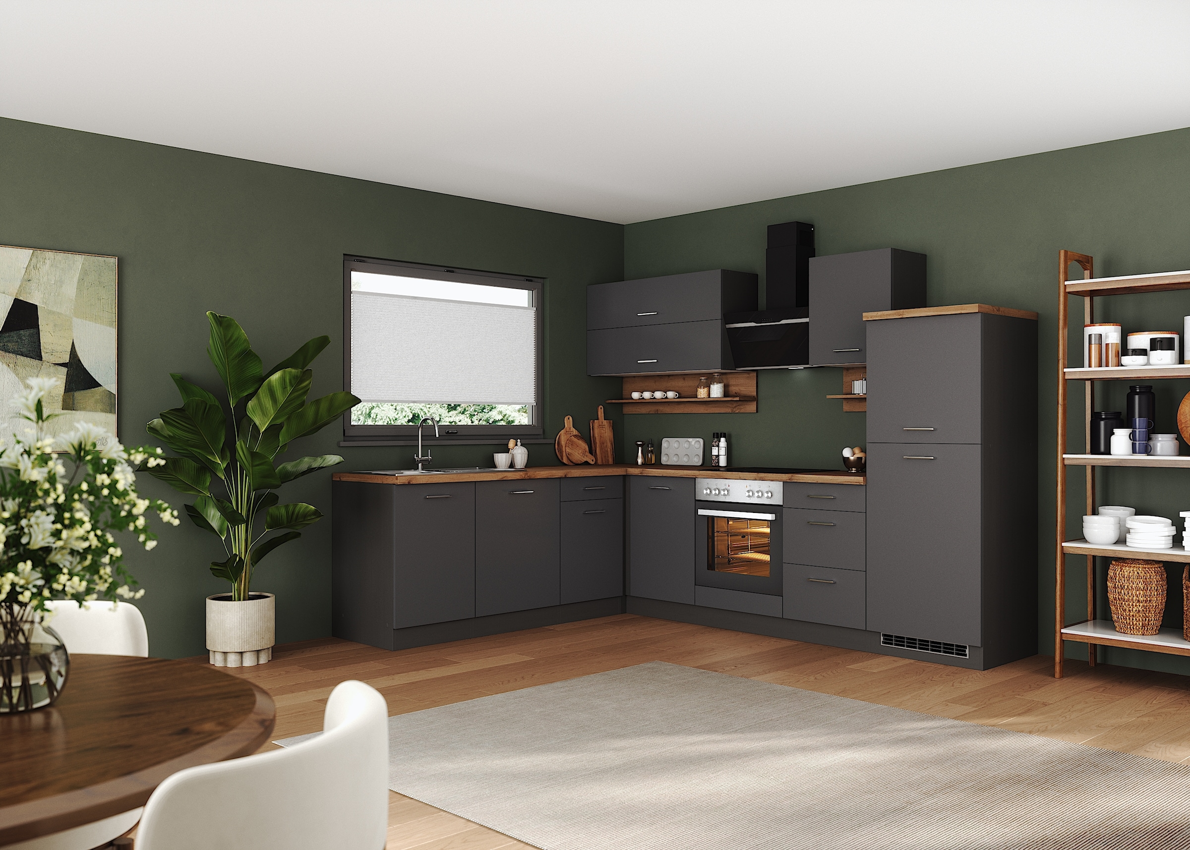 KOCHSTATION Winkelküche »KS-Milan« Stellbreite 280/220 cm, viel Stauraum, wahlweise mit E-Geräten