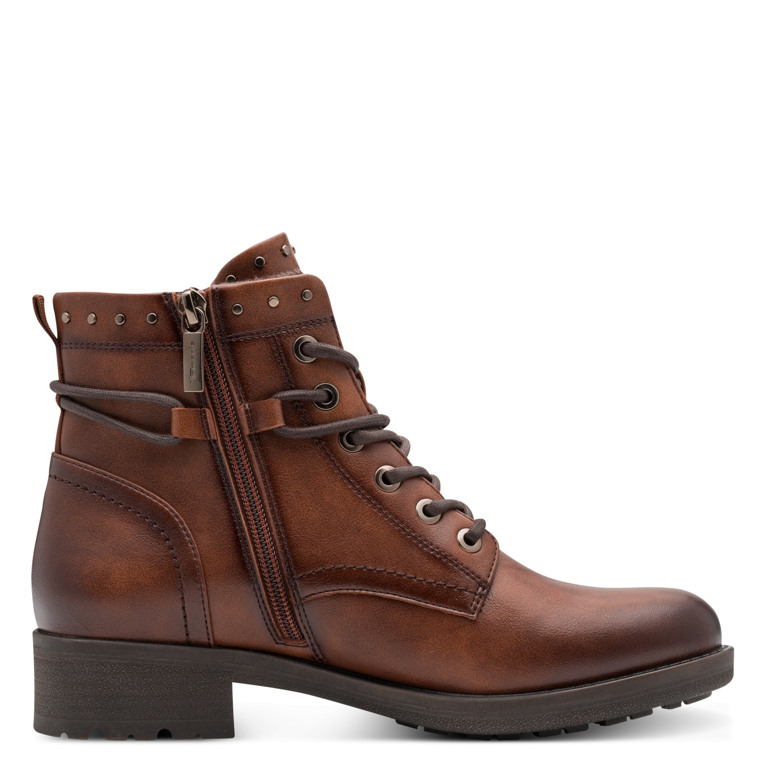 Tamaris Schnürstiefelette  , Blockabsatz, Schnürboots mit Nieten am Schaftrand besetzt