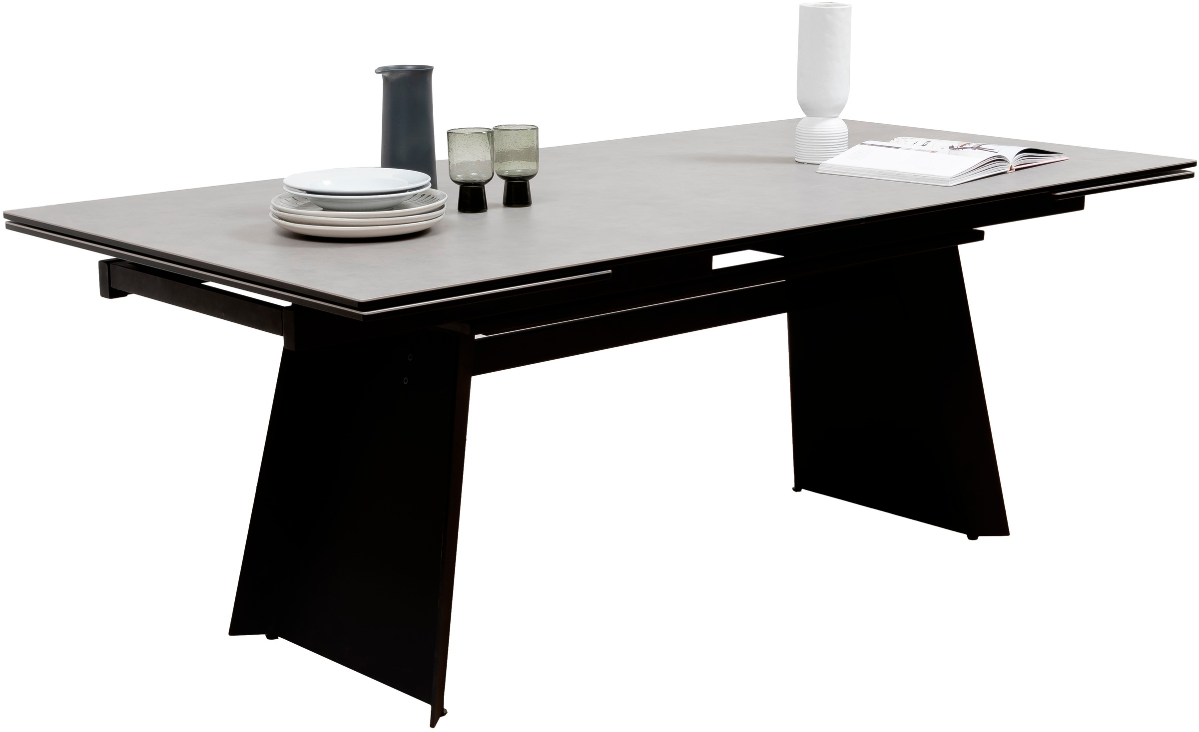 MCA furniture Esstisch »MOLINARA Auzugtisch 200-290cm hellgrau«, (1 St.), Keramik, Metall, Stirnauszug, ausziehbar, 10-12 Personen
