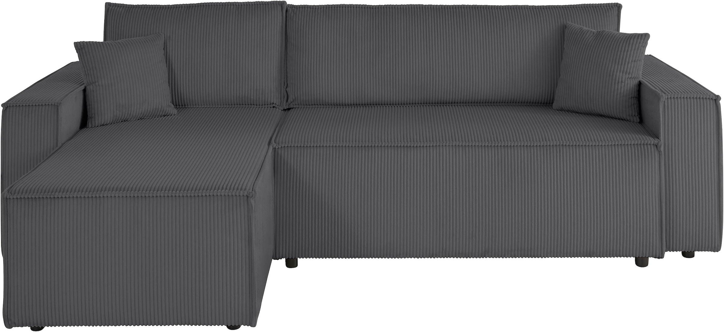 OTTO home Ecksofa »CASSI, 241cm, L-Form, Schlafsofa, Dauerschläfer, Boxspringfederung« Schlaffunktion (133/200) ,Bettkasten, Recamiere links/rechts, Cord