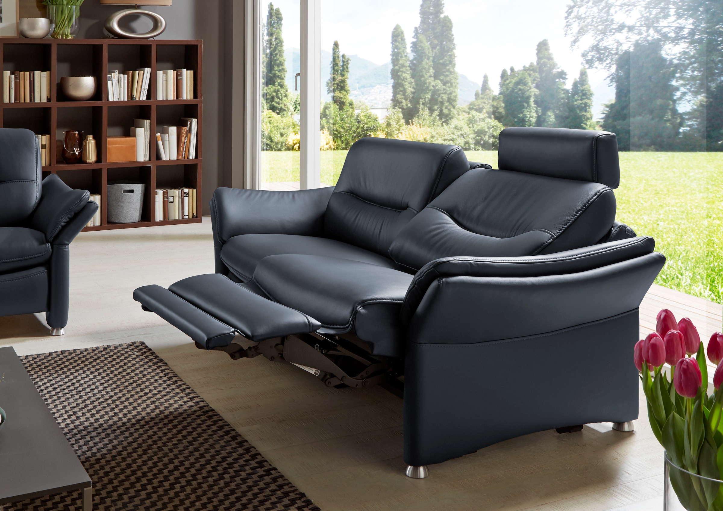 HUKLA 2,5-Sitzer »HU-SF15058 Ledersofa, Breite 194 cm«, aus Leder, optional Kopfstütze u. WallAway-Funktion