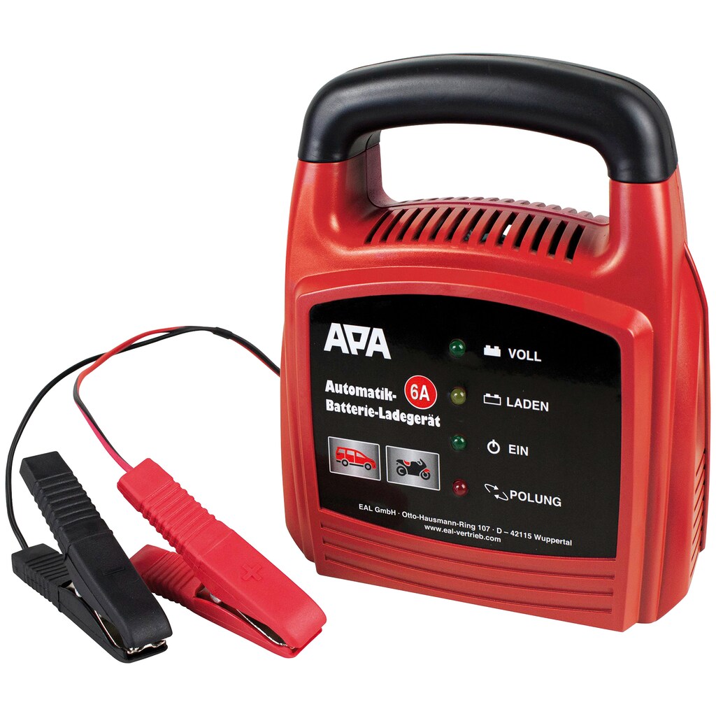 APA Autobatterie-Ladegerät »APA 16627«, 6000 mA, Automatik Batterie-Ladegerät 6 A