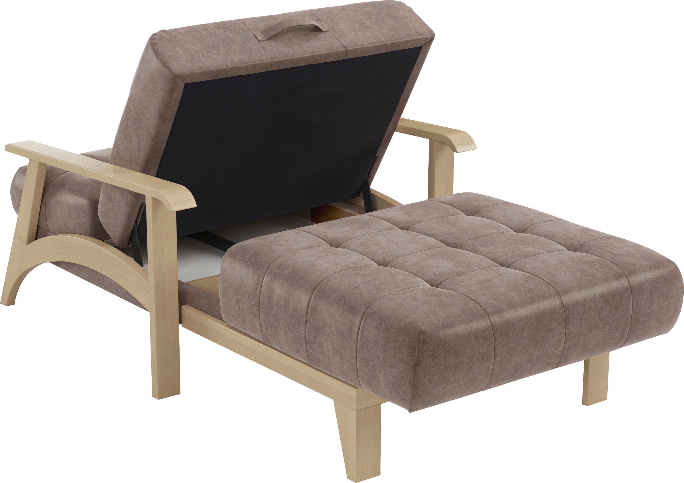 sit&more Recamiere »Billund«, Armlehnen aus Buchenholz in natur, verschiedene Bezüge und Farben