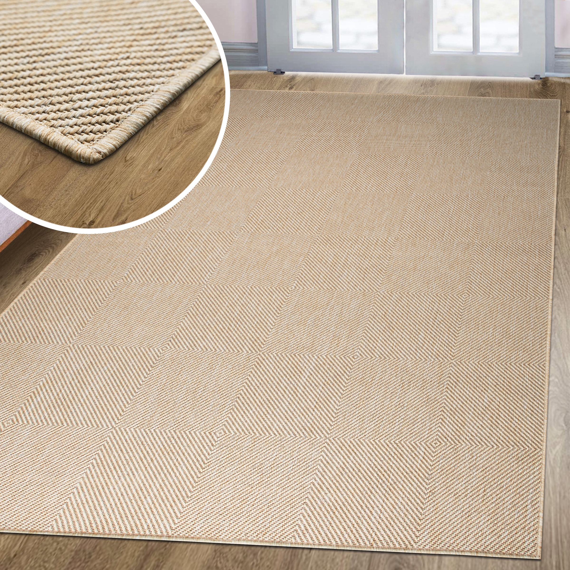 my home Teppich »Anna, auch als Läufer erhältlich«, rechteckig, 3 mm Höhe, In- und Outdoor geeignet, Sisal-Optik, Wetterfest & UV-beständig