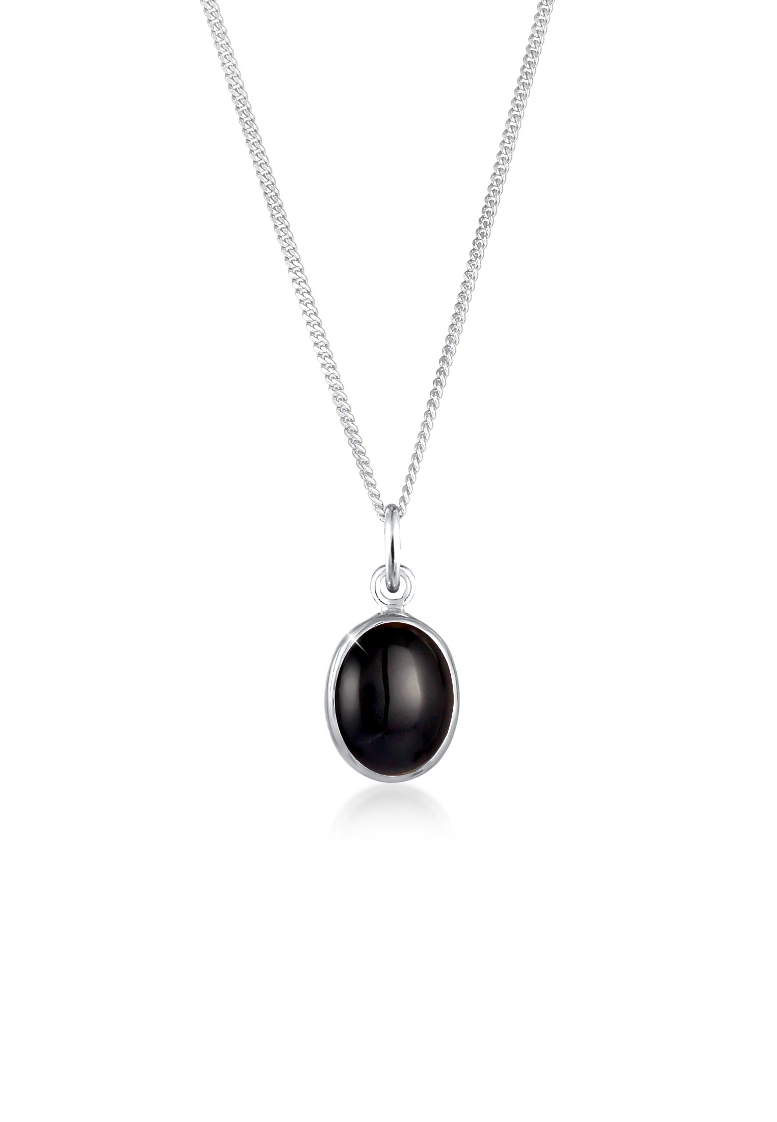 Elli Silberkette »Halskette Onyx Anhänger Oval Klassisch 925 Silber«