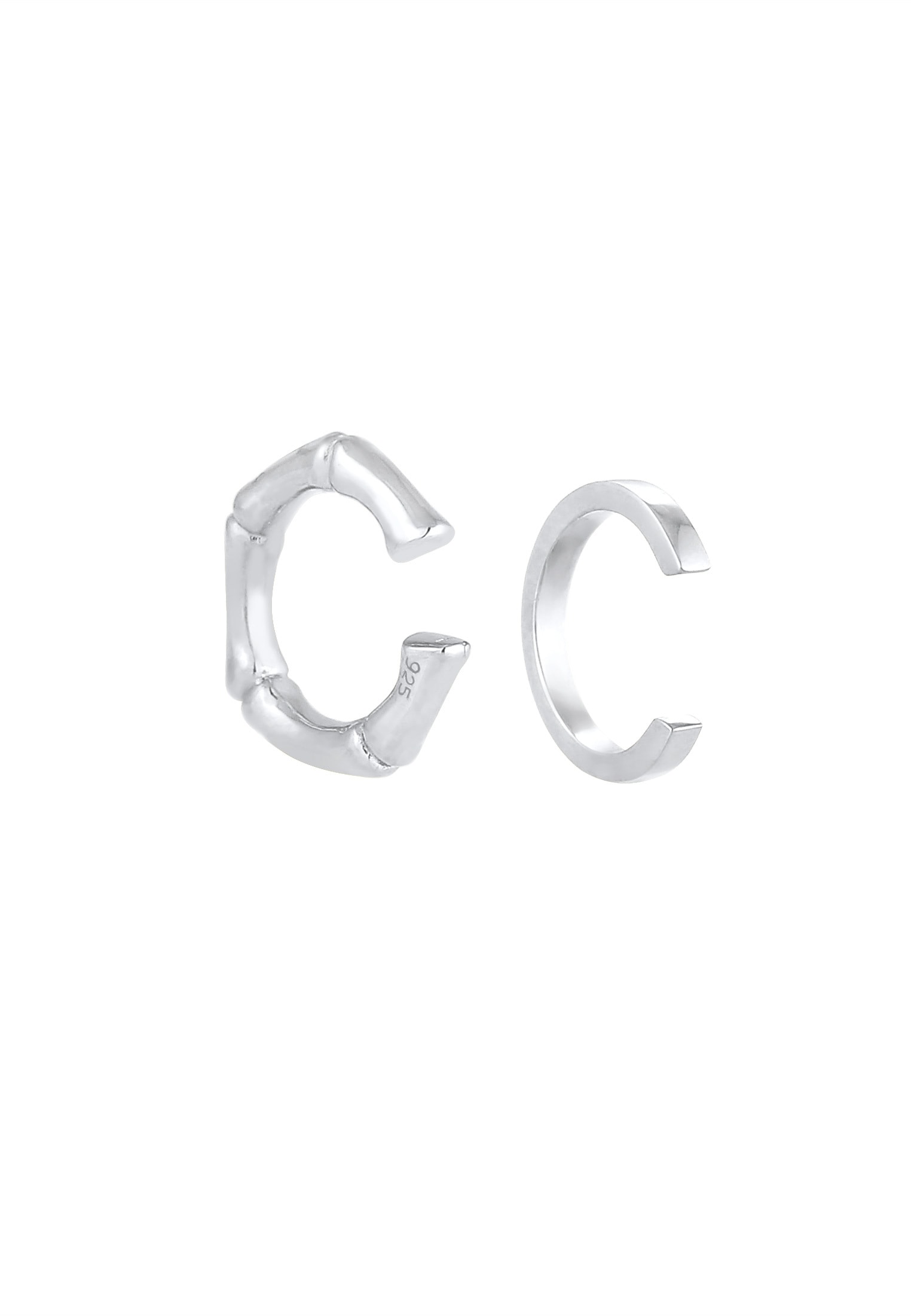 Elli Paar Ohrklemmen »Ohrringe 2er Set Earcuff Bambus Minimal Basic 925 Silber«