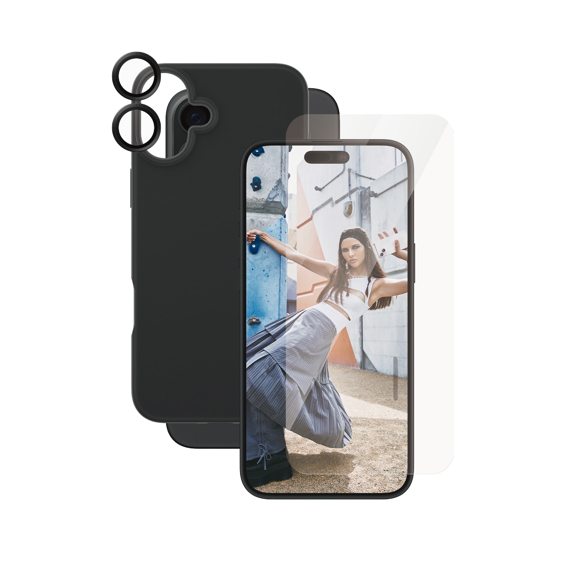 CARE by PanzerGlass Displayschutzglas »3-in-1 Protection, Glass, Case, Lenscover«, für Apple iPhone 16 Plus, Displayschutzfolie, Schutzfolie, Bildschirmschutz, kratz- & stoßfest