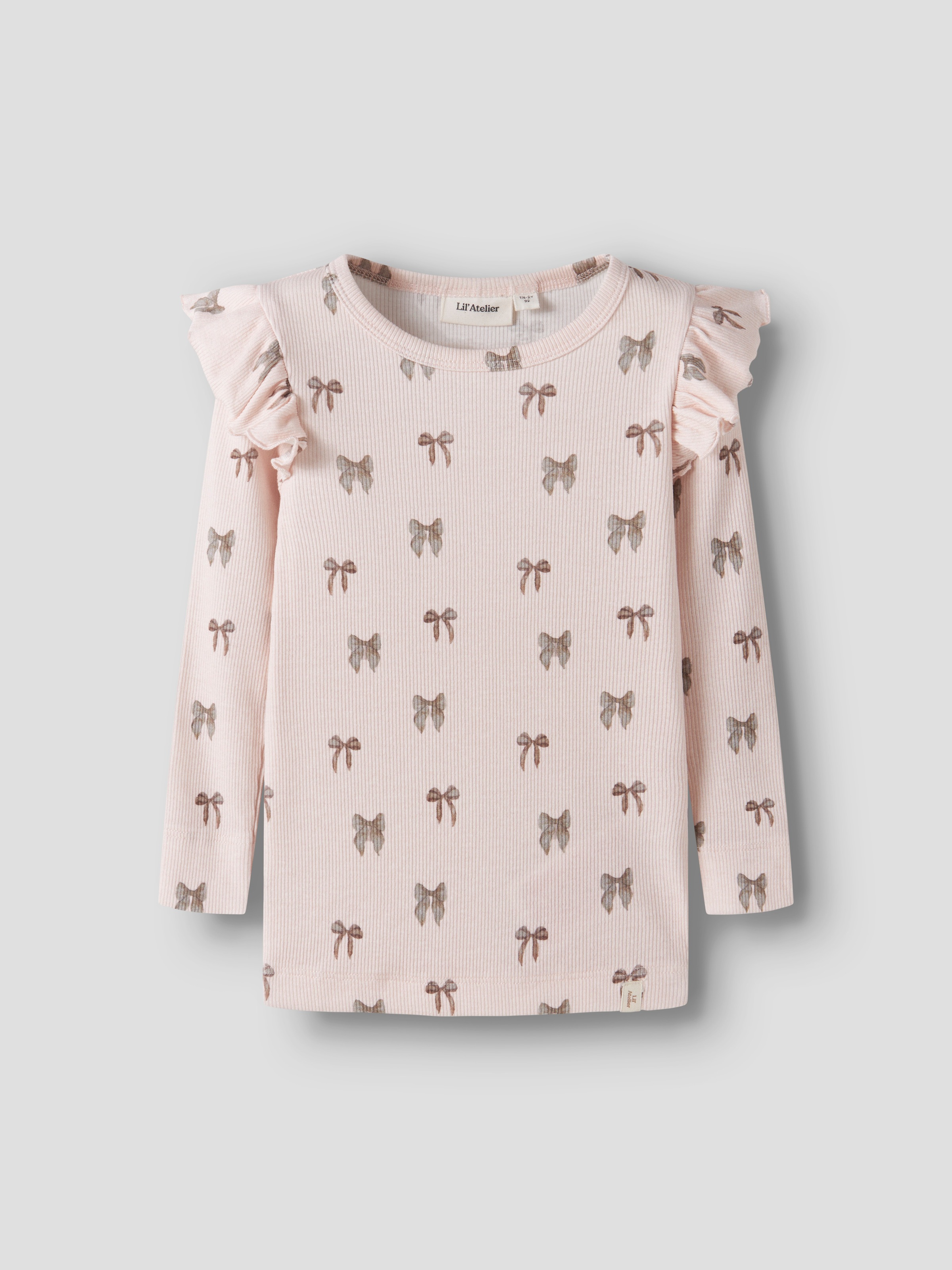 Lil' Atelier Langarmshirt »NMFGAVO EKO LS SLIM TOP LIL NOOS« mit Rüschen, weiche Jersey Rippqualität, Slim Fit