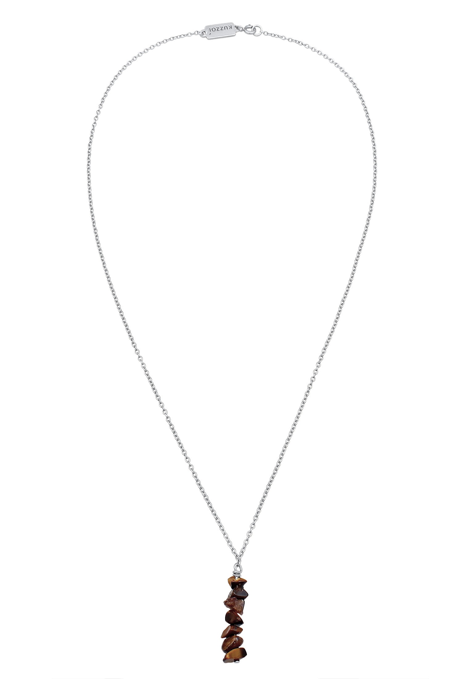 Kuzzoi Lange Kette »Halskette Tigerauge Edelstein Splitter 925 Silber«