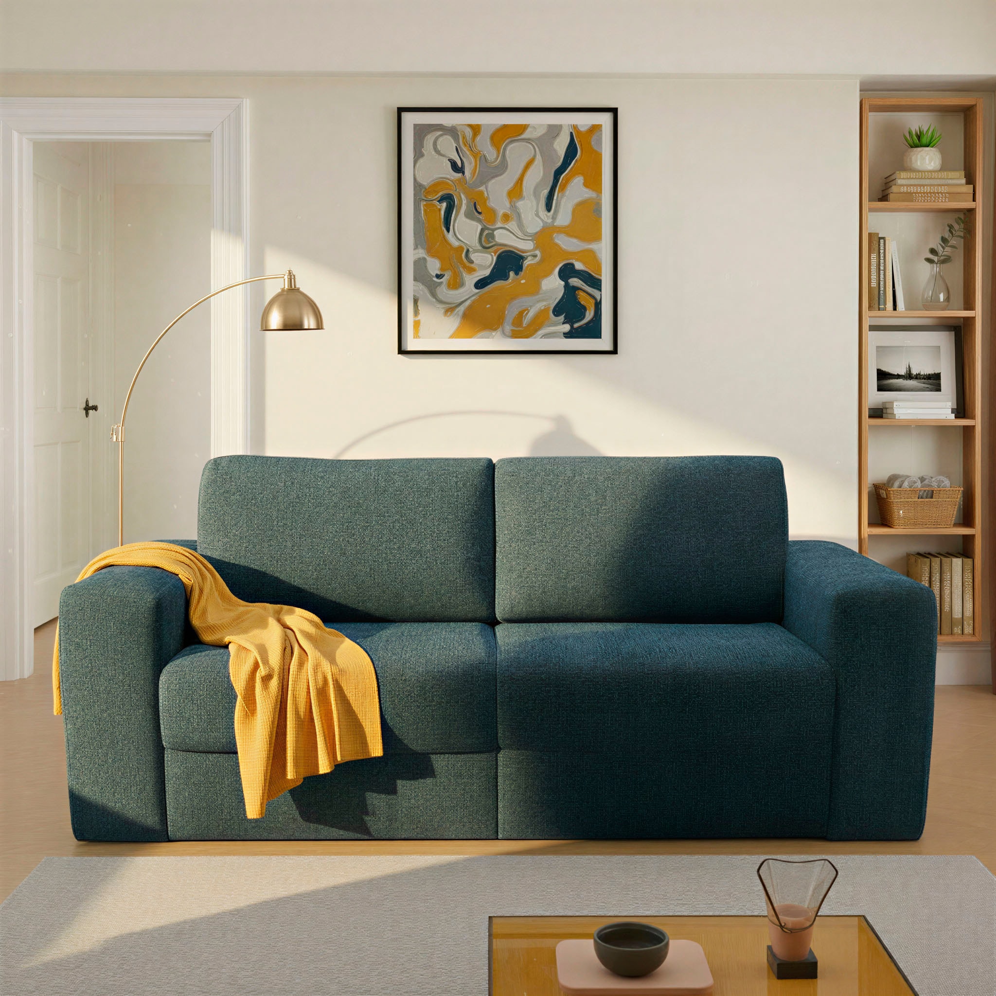 DOMO collection 2-Sitzer »Nerio, 207 cm breit, minimalistisch, modern, formatabile Polsterung« Ausziehbar, Schlaffunktion