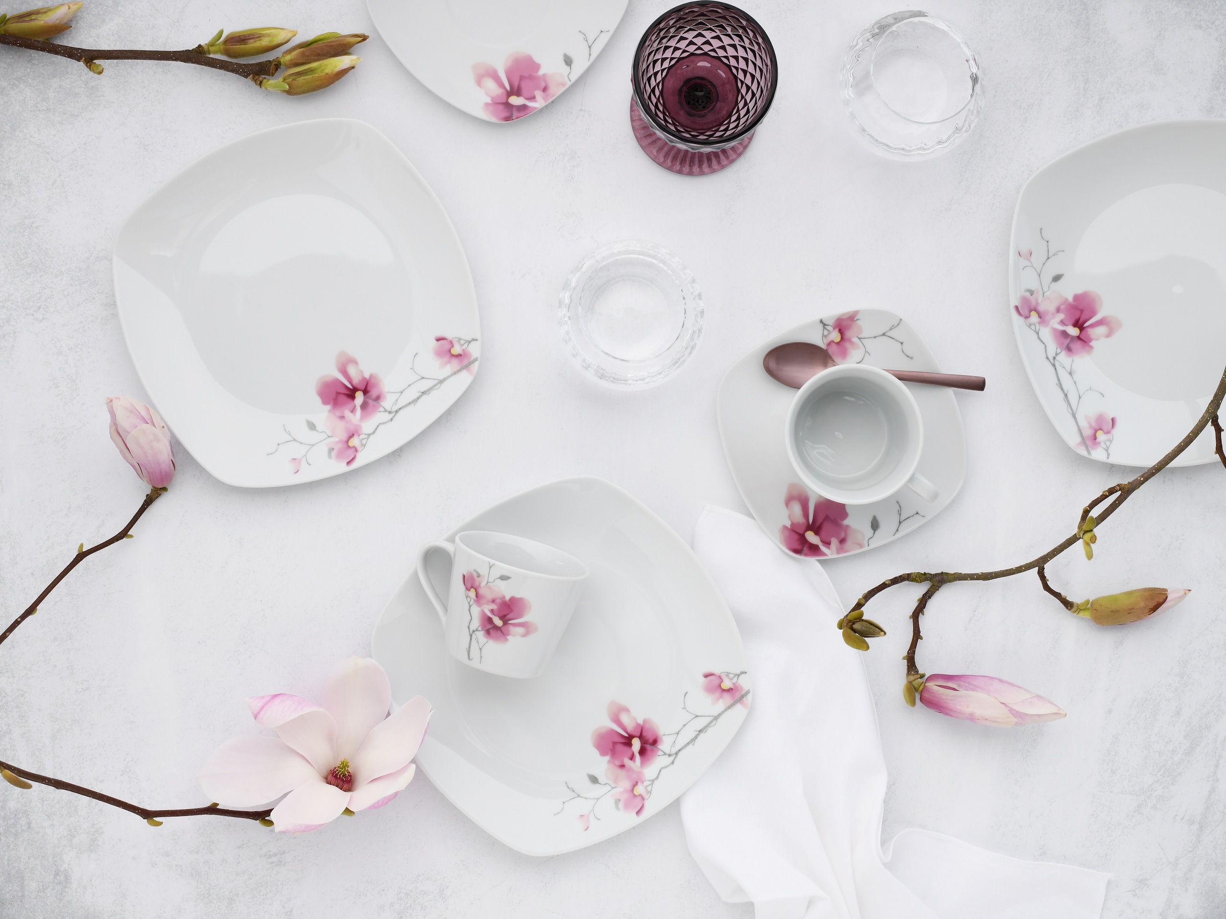 CreaTable Kaffeeservice »Amelie Aiko, Kaffee-Service 18-tlg« Blumendekor