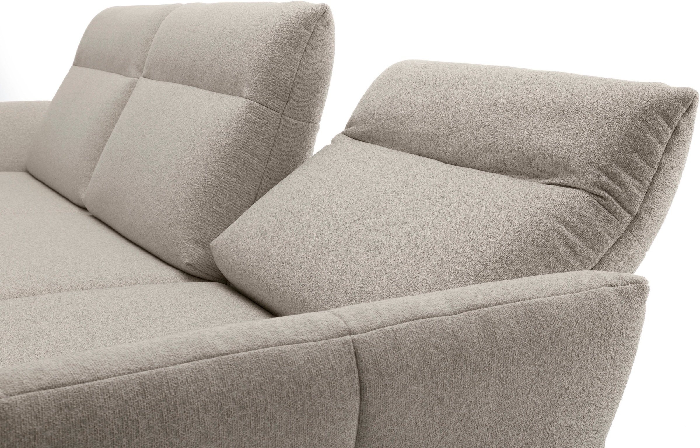 Creation BY ROLF BENZ Ecksofa »CR.460«, Sockel in Nussbaum, Winkelfüße in Umbragrau, Breite 298 cm
