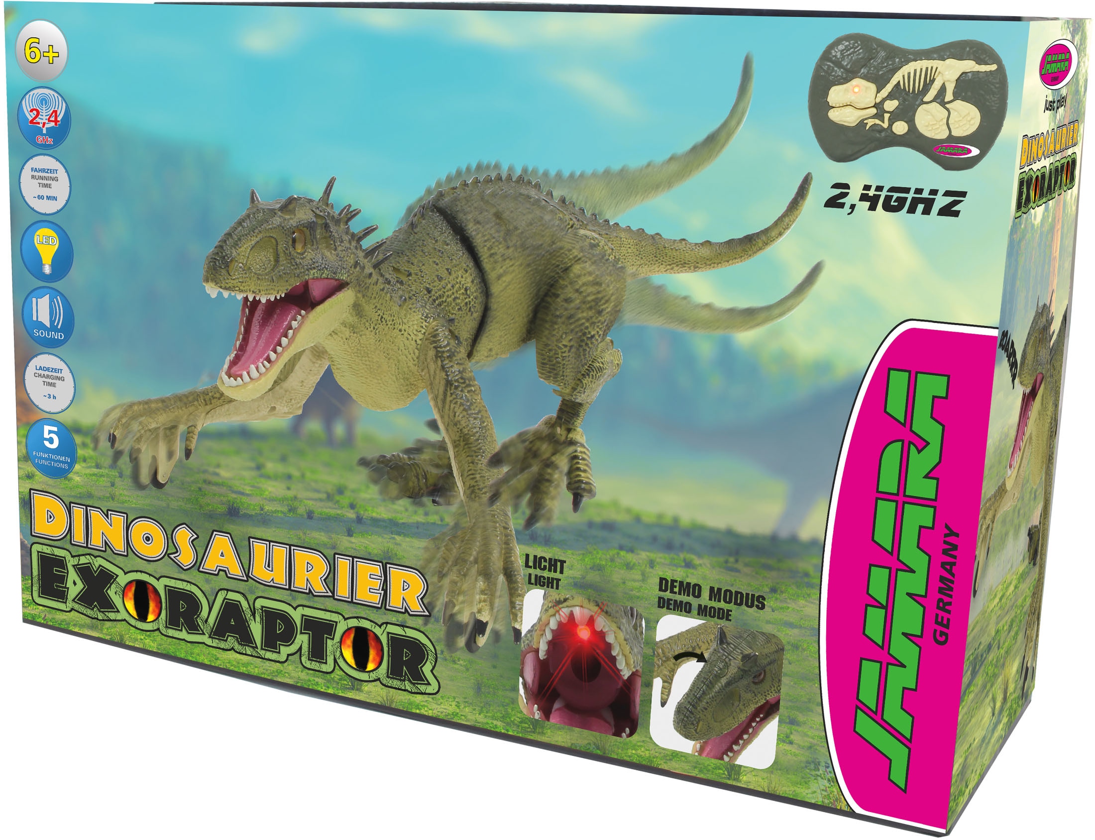 Jamara RC-Tier »Dinosaurier Exoraptor, Li-Ion 3,7V, 2,4GHz, grau«, mit Licht und Sound