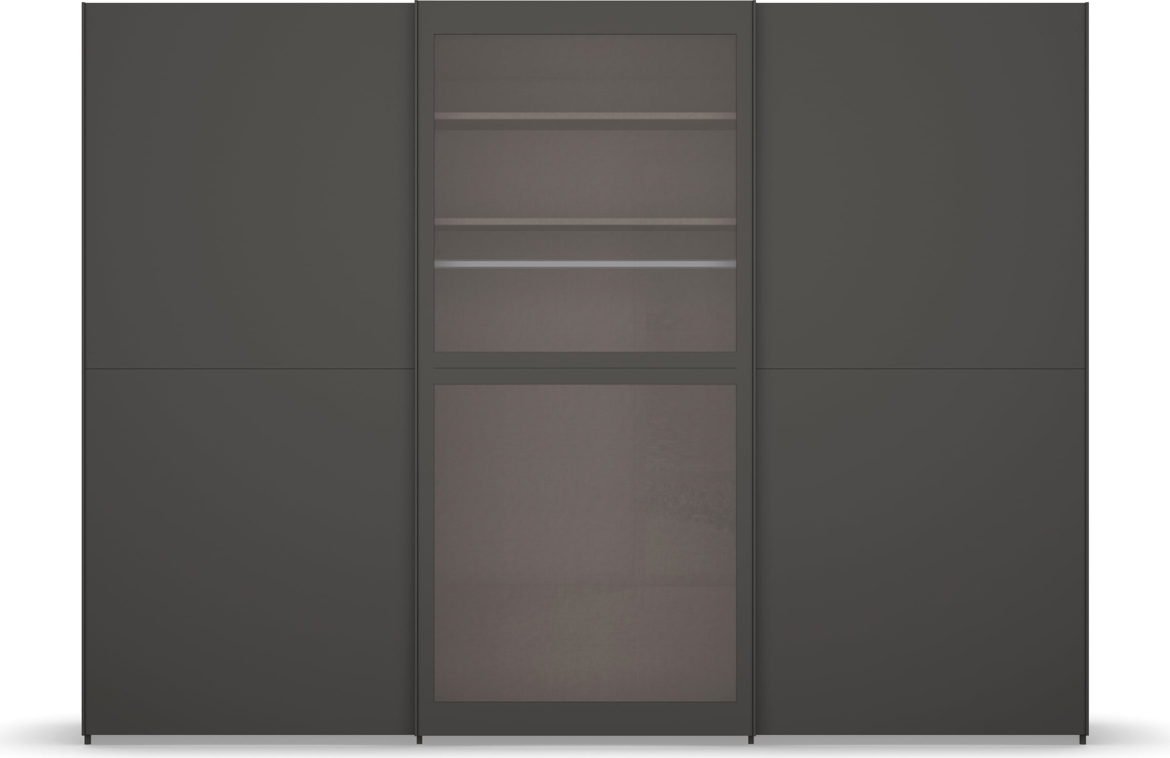 rauch Schwebetürenschrank »Kleiderschrank Schrank Garderobe Schlafzimmerschrank LUMIS«, mit Glasrahmentüren aus transparentem Grauglas MADE IN GERMANY