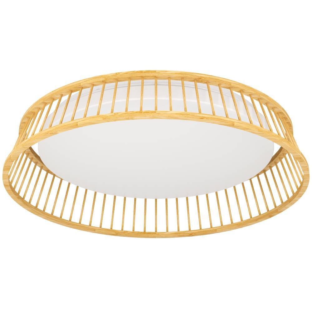 EGLO Deckenleuchte »LUPPINERIA«, 1 flammig, Leuchtmittel LED-Modul | LED fest integriert, Deckenlampe, Kunststoff in Weiß und Bambus in Natur, Lampe, Ø 45 cm