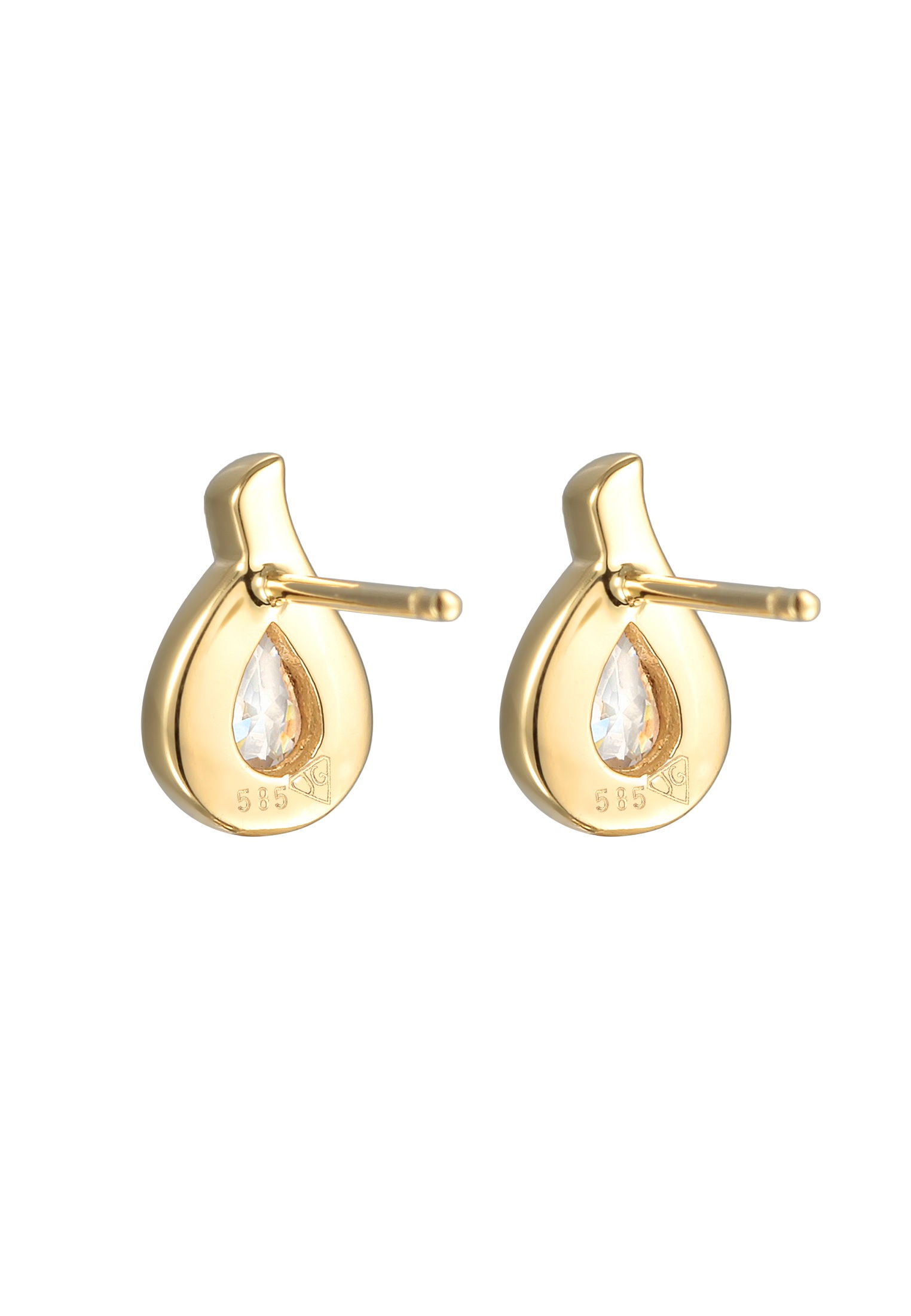 Elli Premium Paar Ohrstecker »Ohrringe Tropfen Zirkonia 585 Gelbgold«
