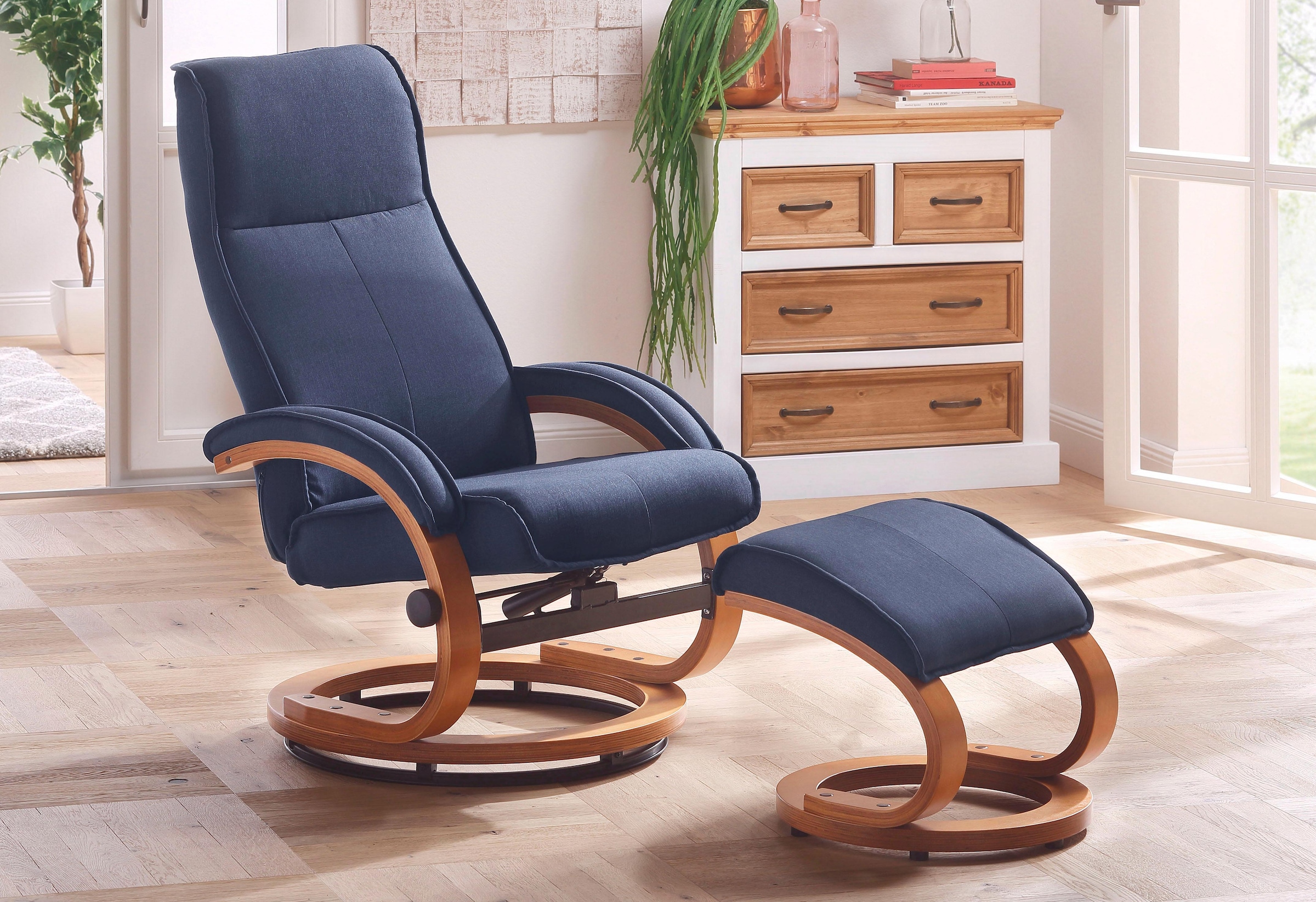 Home affaire Relaxsessel »Paris, TV-Sessel mit Hocker und manueller Liegefunktion«, (Set, 2 St., bestehend aus Sessel und Hocker), Set (Sessel und Hocker), Dreh- und Kippfunktion