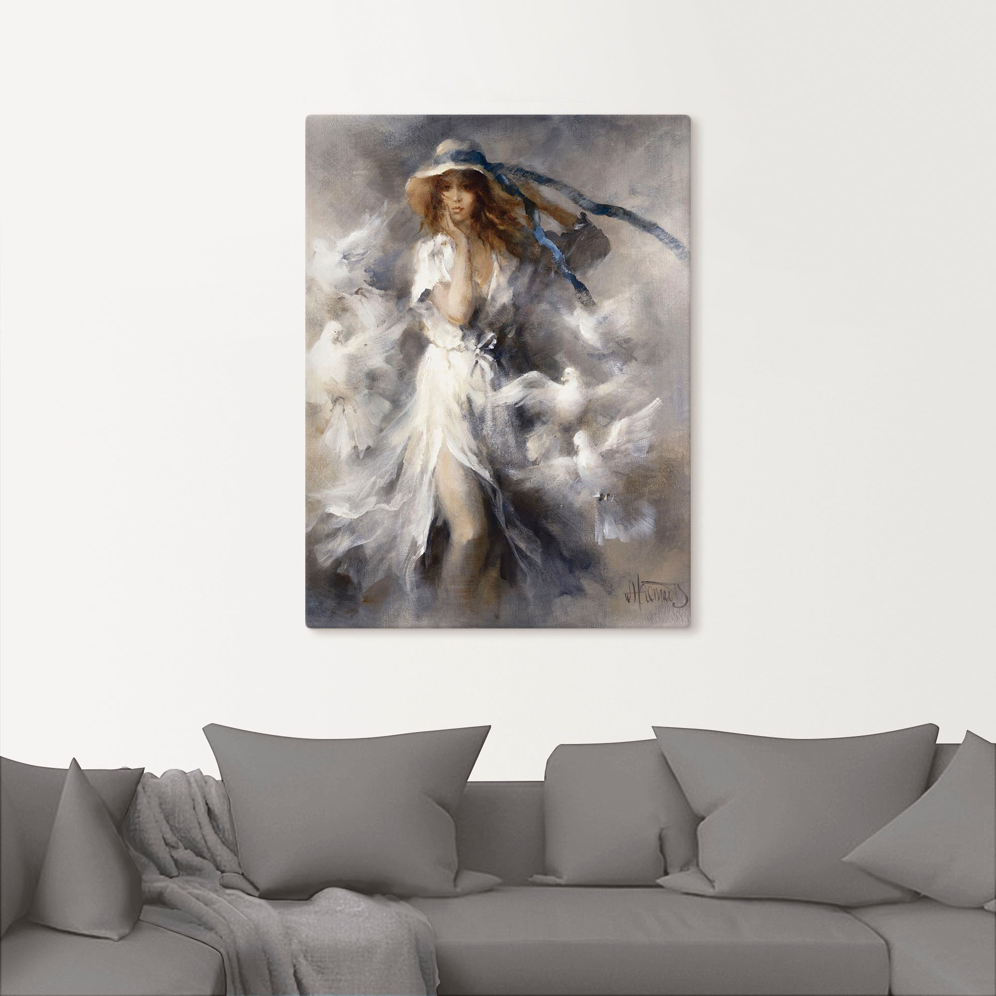 Artland Wandbild »Tauben«, Frau, (1 St.), als Leinwandbild, Poster in verschied. Größen