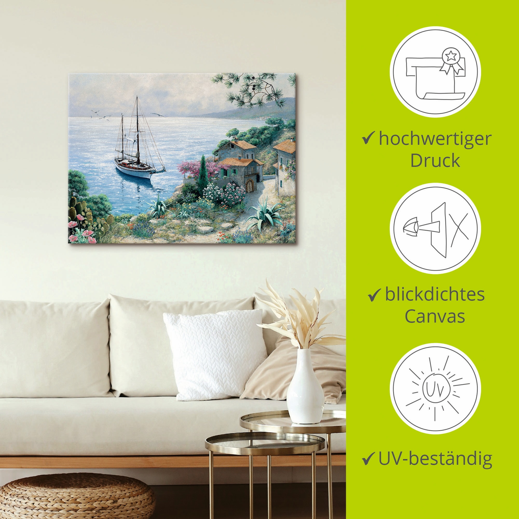 Artland Wandbild »Die Bucht«, Boote & Schiffe, (1 St.), als Leinwandbild, Wandaufkleber in verschied. Größen