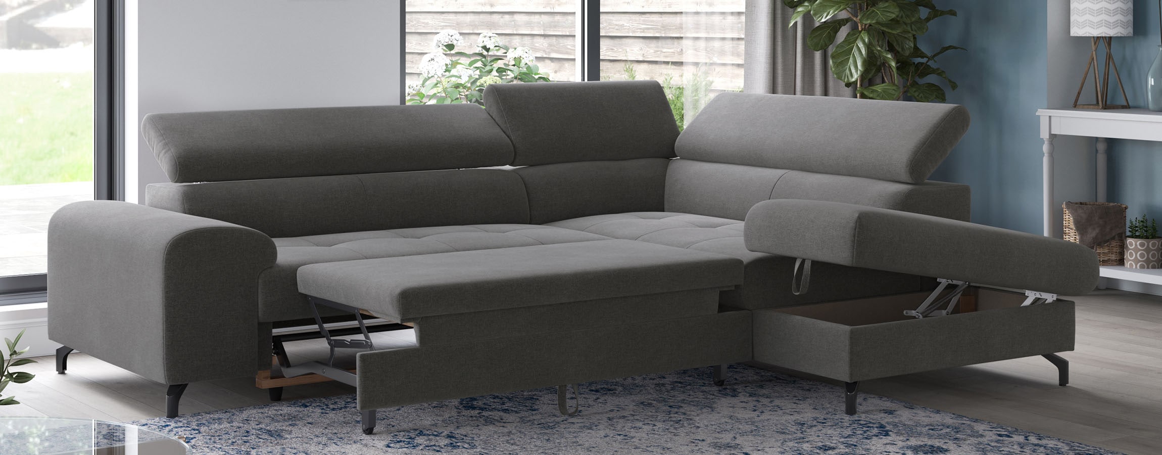 COTTA Ecksofa »Aura L-Form, B: 260 cm« mit Bettfunktion, Bettkasten & Kopfteilverstellung