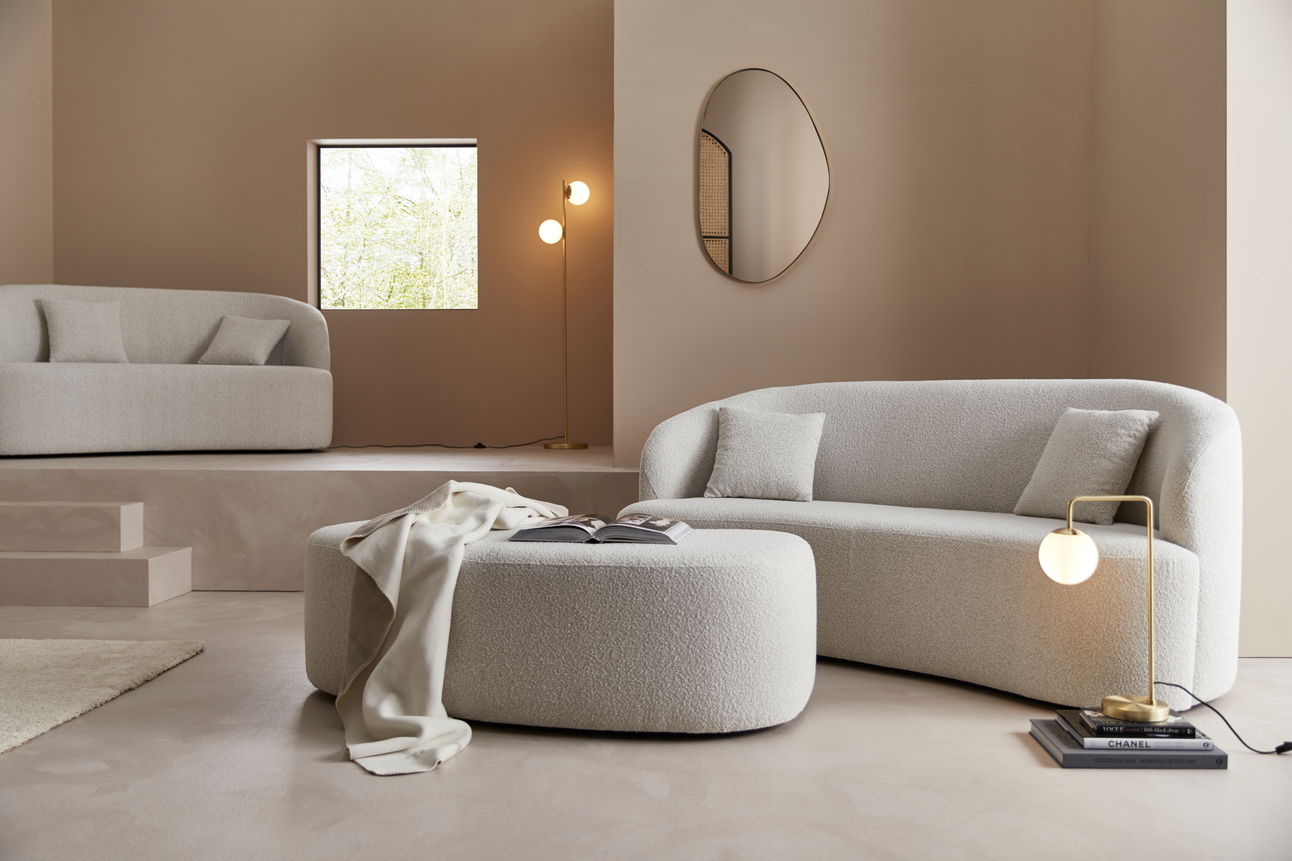LeGer Home by Lena Gercke 2-Sitzer "Dilara" gerundete Rückenlehne und Front, in 3 Bezugsqualitäten
