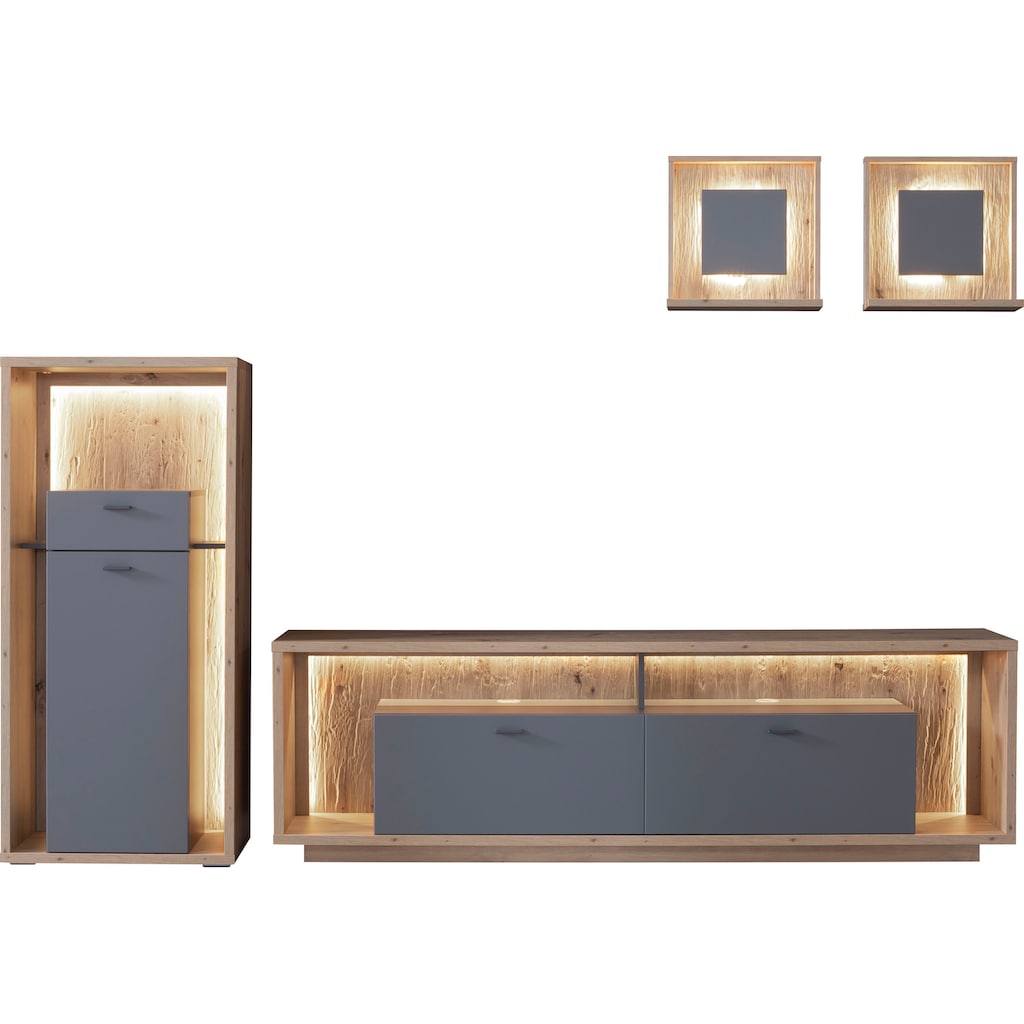 MCA furniture Wohnwand »Lizzano«, (Set, 4 St.)