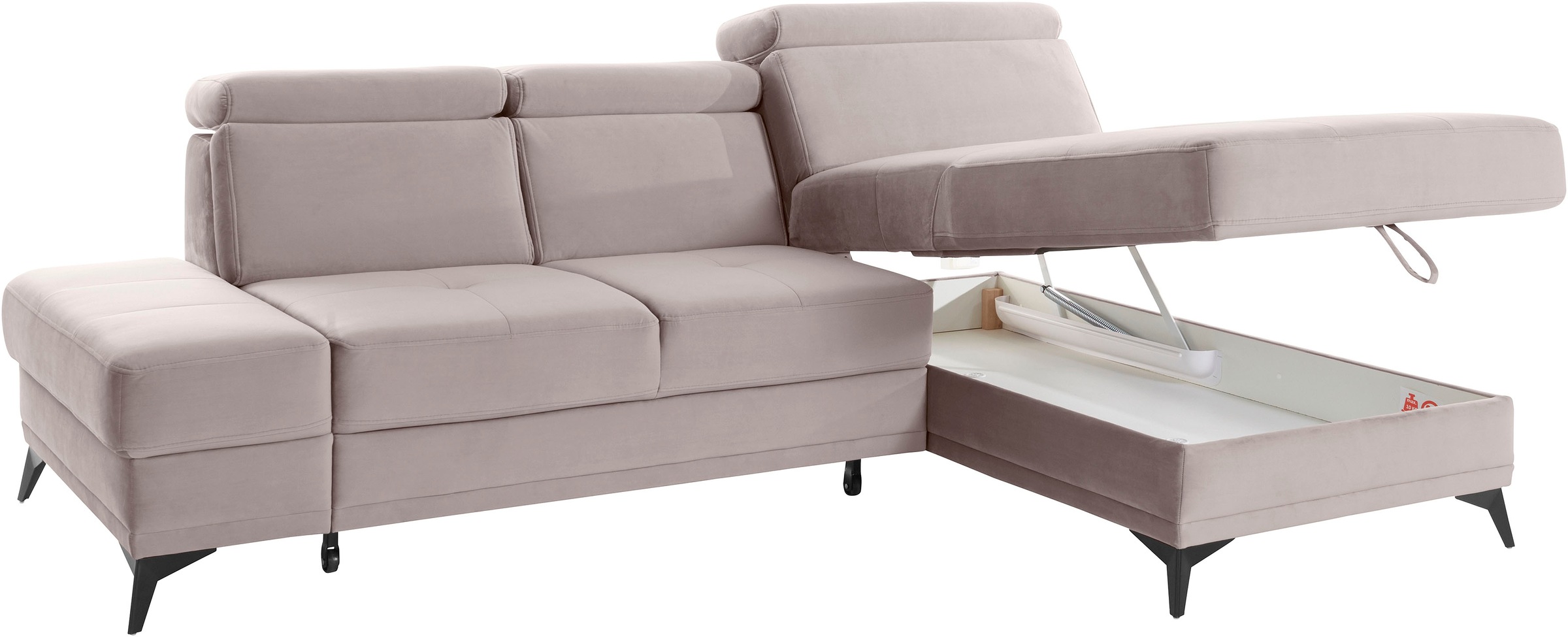 INOSIGN Ecksofa »Cardiz L-Form«, inkl.Kopfteilverstellung und Federkern wahlweise mit Bettfunktion
