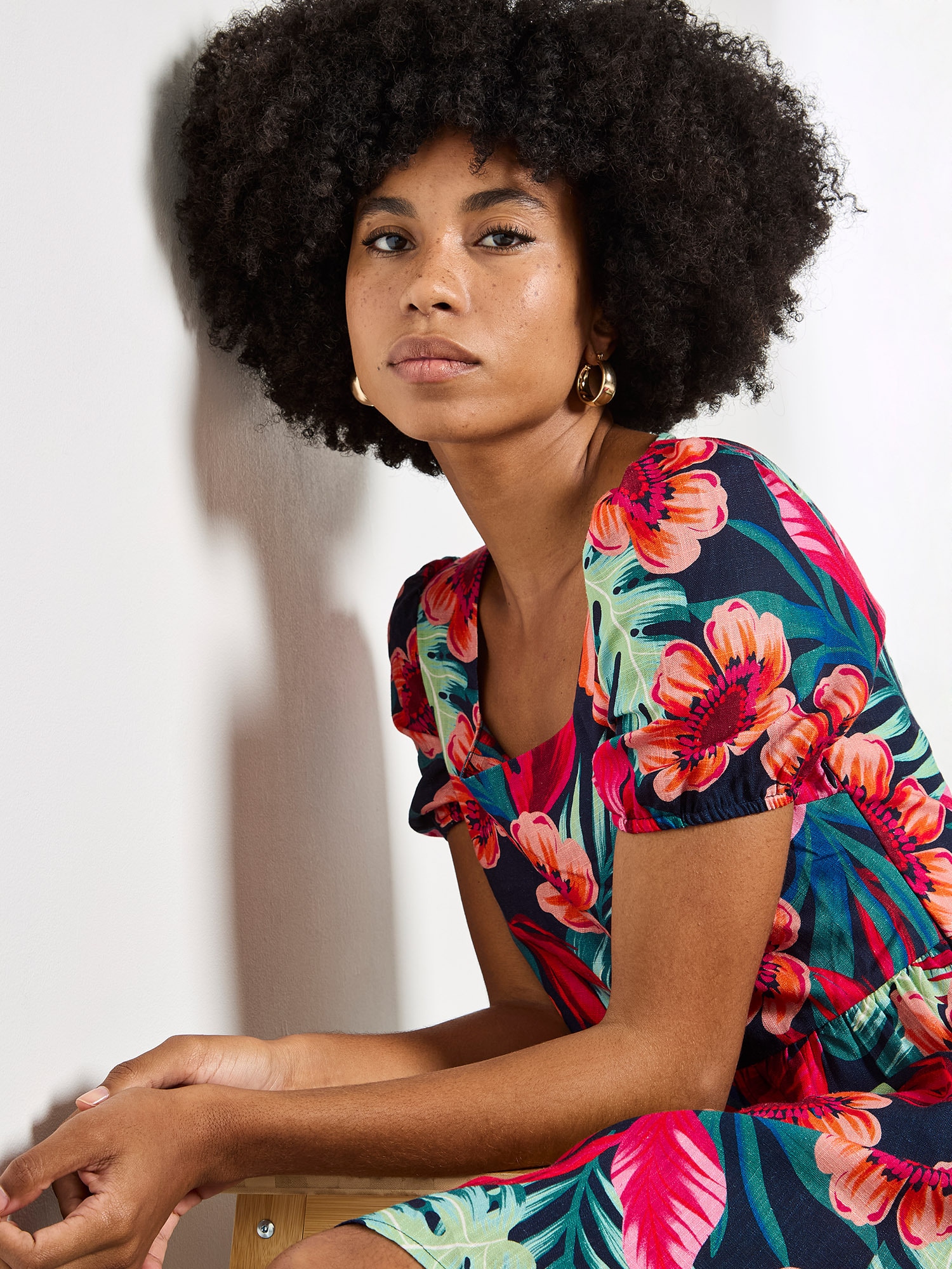 Apricot Minikleid »Mini-Kleid« mit tropischem Blumenmuster