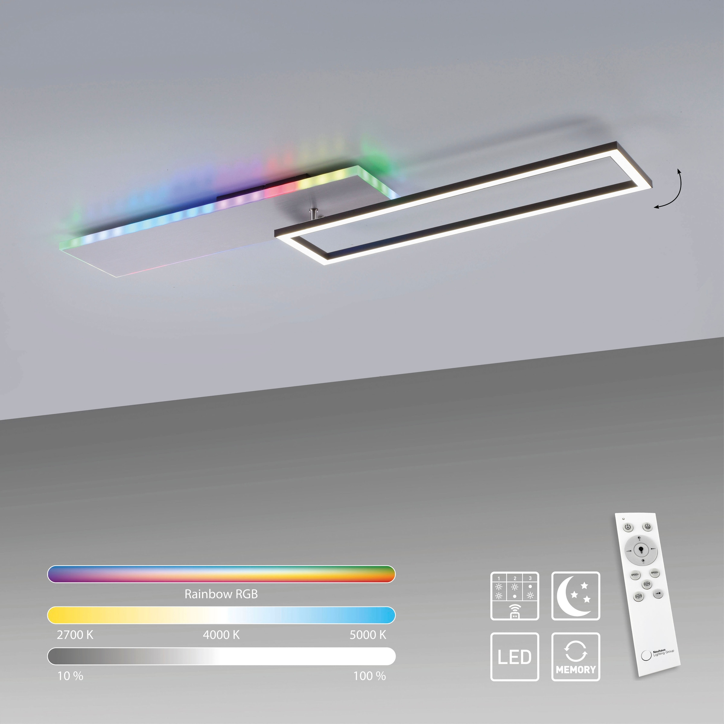 JUST LIGHT LED Deckenleuchte »RENDA«, 2 flammig, Leuchtmittel LED-Board-LED-Board | LED fest integriert-LED fest integriert