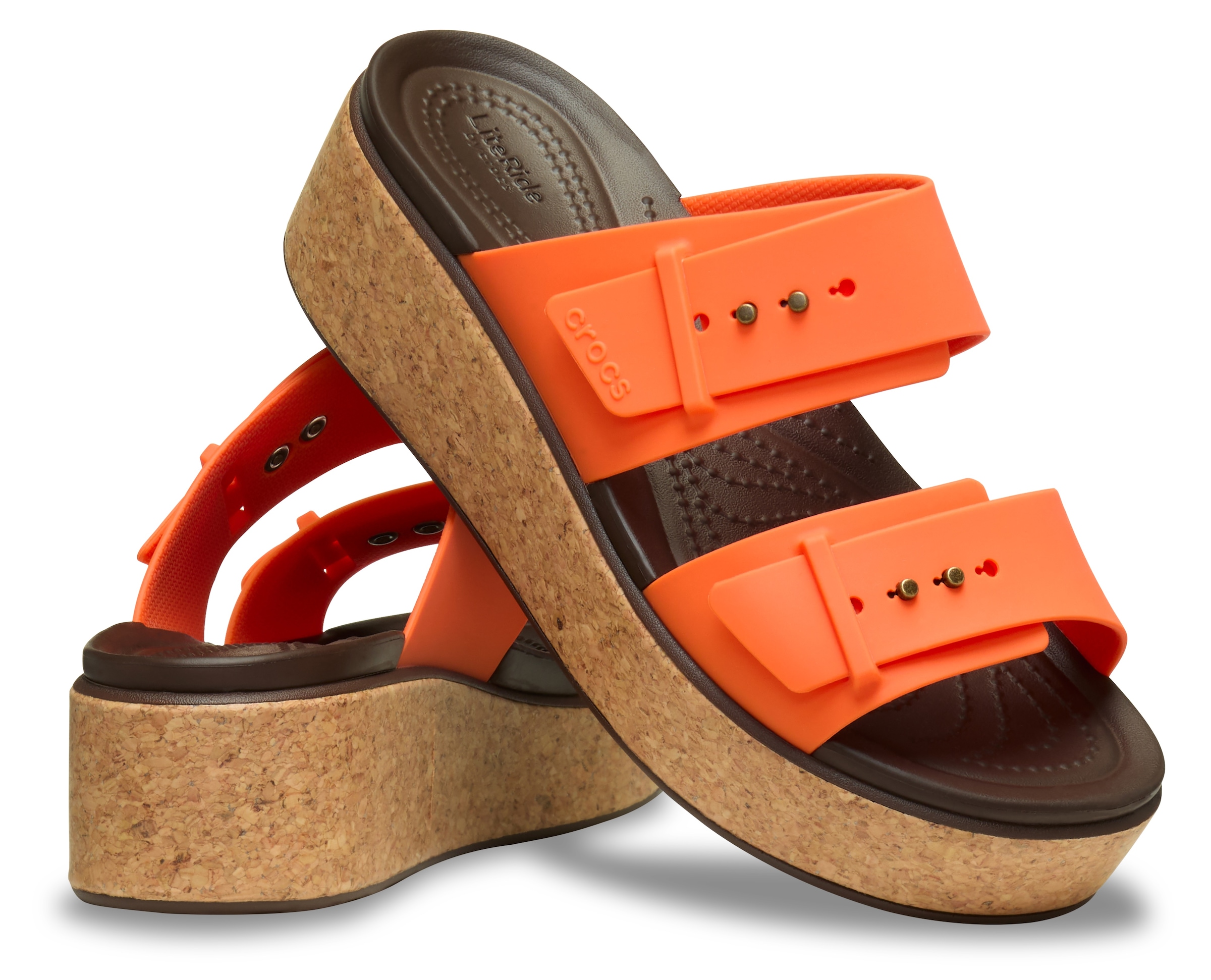Crocs Keilpantolette »Brooklyn Cork Buckle«, Keilsandale, Plateausandale mit LiteRide™ Schaumfußbett