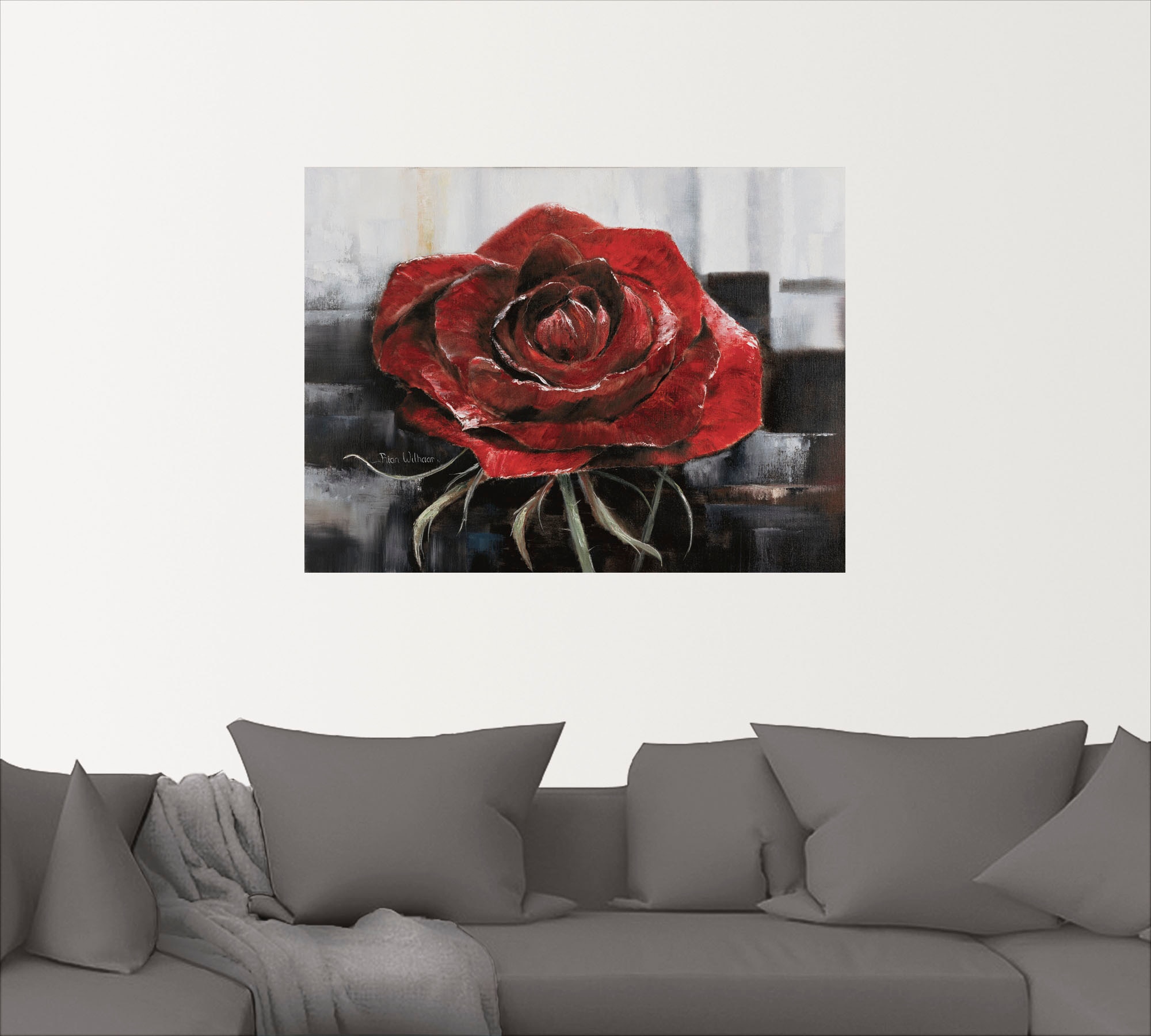 Artland Wandbild »Blühende rote Rose«, Blumen, (1 St.), als Leinwandbild, Poster, Wandaufkleber in verschied. Größen
