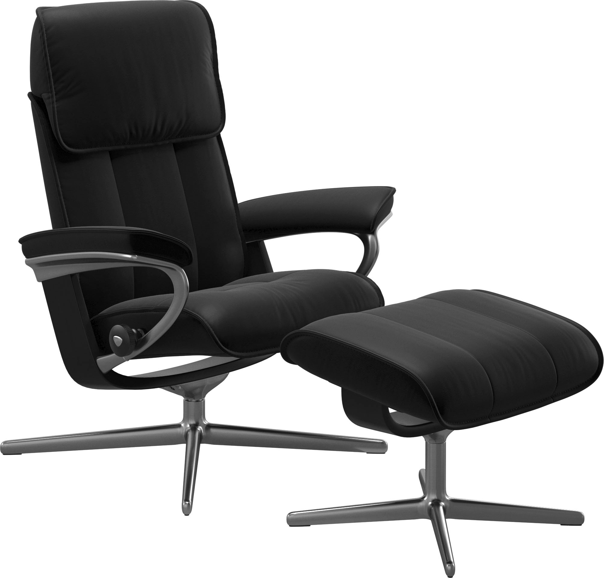 Stressless® Relaxsessel »Admiral« Set, Relaxsessel inkl. Hocker,  mit Cross Base, Größe M & L, Holzakzent Schwarz