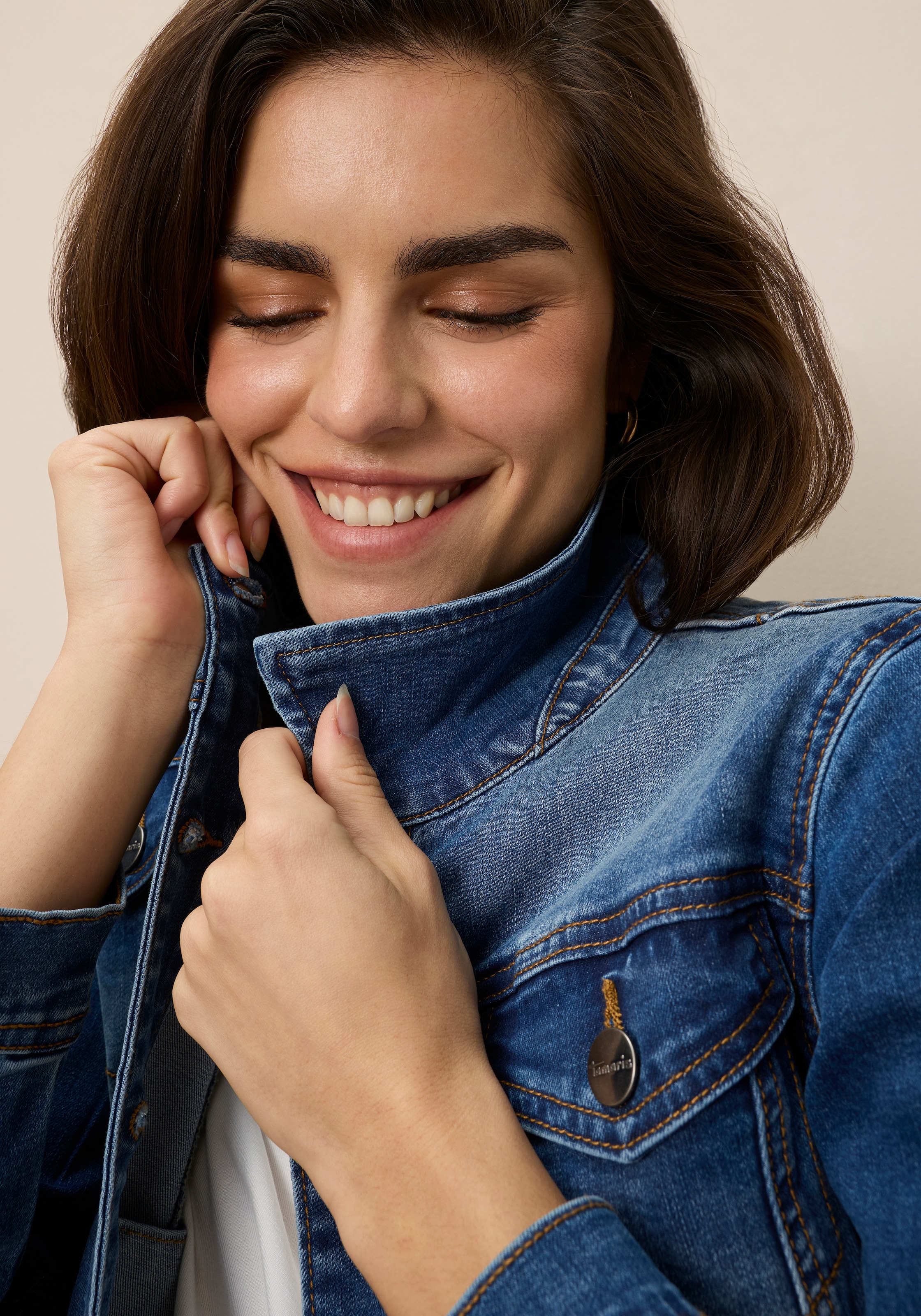 Tamaris Jeansjacke aus elastischem Denim-Material, mit Brusttaschen und Eingrifftaschen