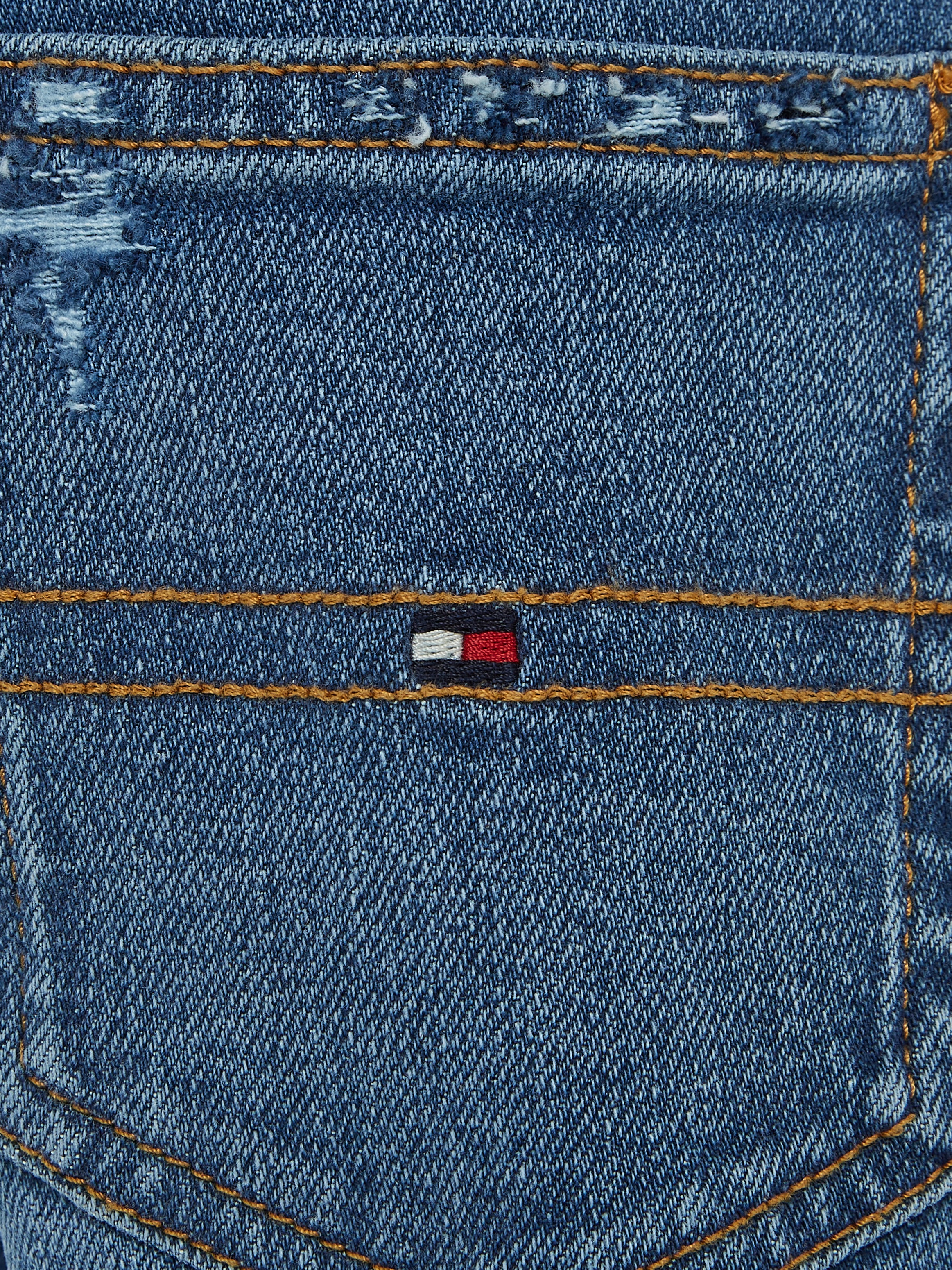 Tommy Hilfiger Weite Jeans »GIRLFRIEND MID WASH«, in mittelblauer Waschung, mit Logo-Badge