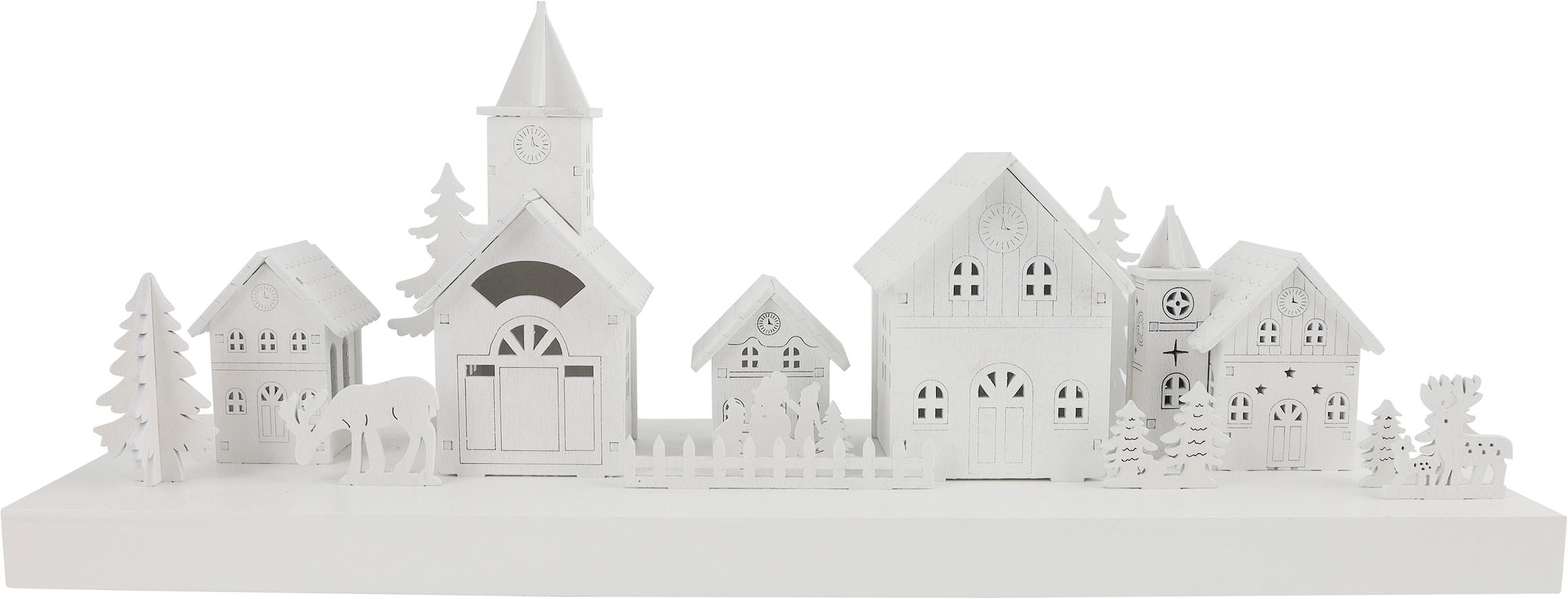 OTTO home Weihnachtsdorf »mit LED-Beleuchtung« weißes Dorf, extra Anhänger, Höhe 17 cm