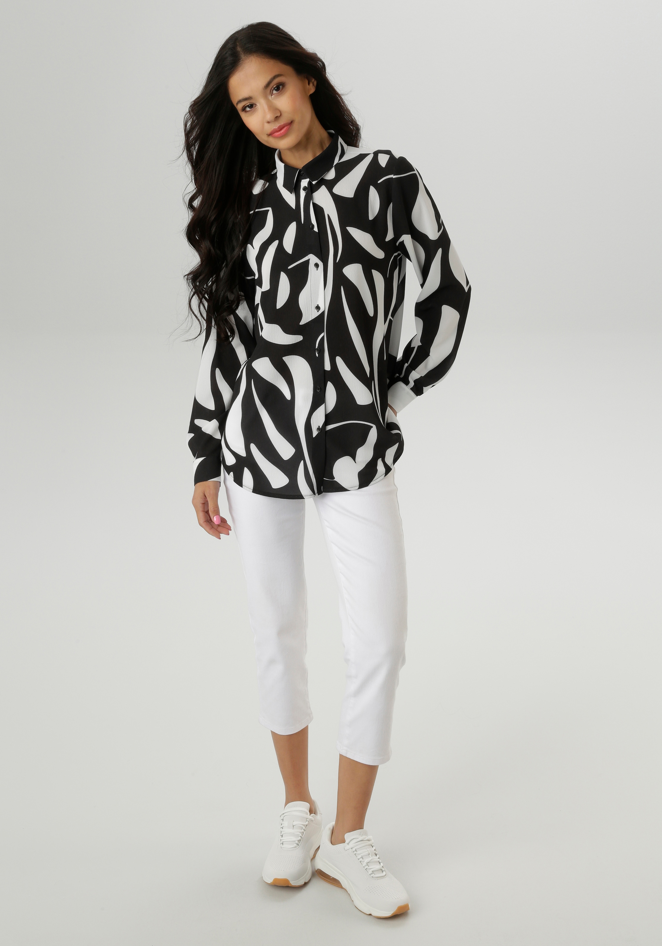 Aniston SELECTED Hemdbluse in elastischer Crepe-Qualität