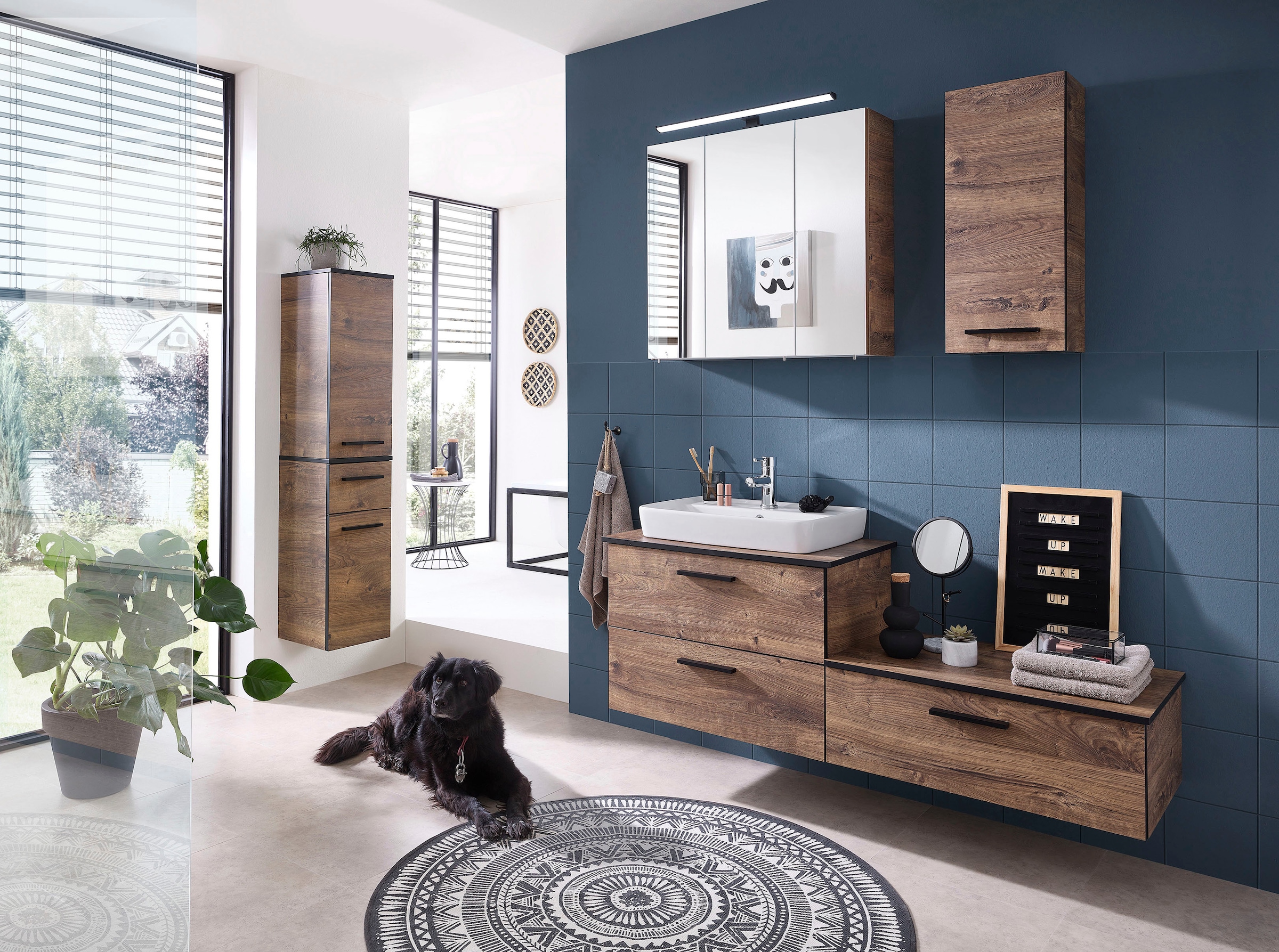 Saphir Unterschrank »Quickset 374 Badschrank mit 1 Klappe, inkl. Abdeckplatte« Badezimmer-Unterschrank, Eiche Ribbeck quer Nachbildung, 71 cm breit