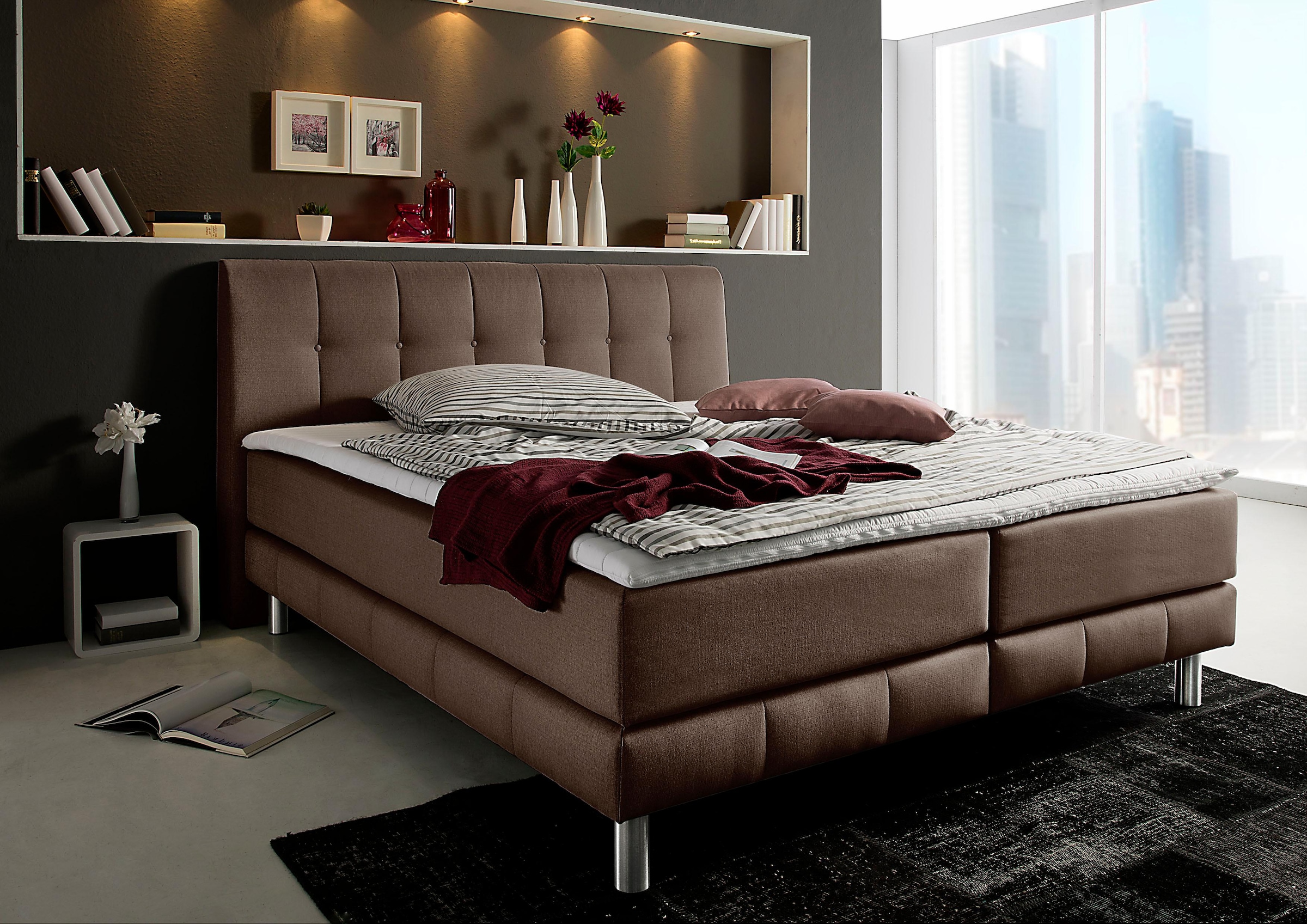 Places of Style Boxspringbett »Cafone«, inkl. Topper, 5 Breiten, 3 Matratzenarten und 3 Härtegraden wählbar