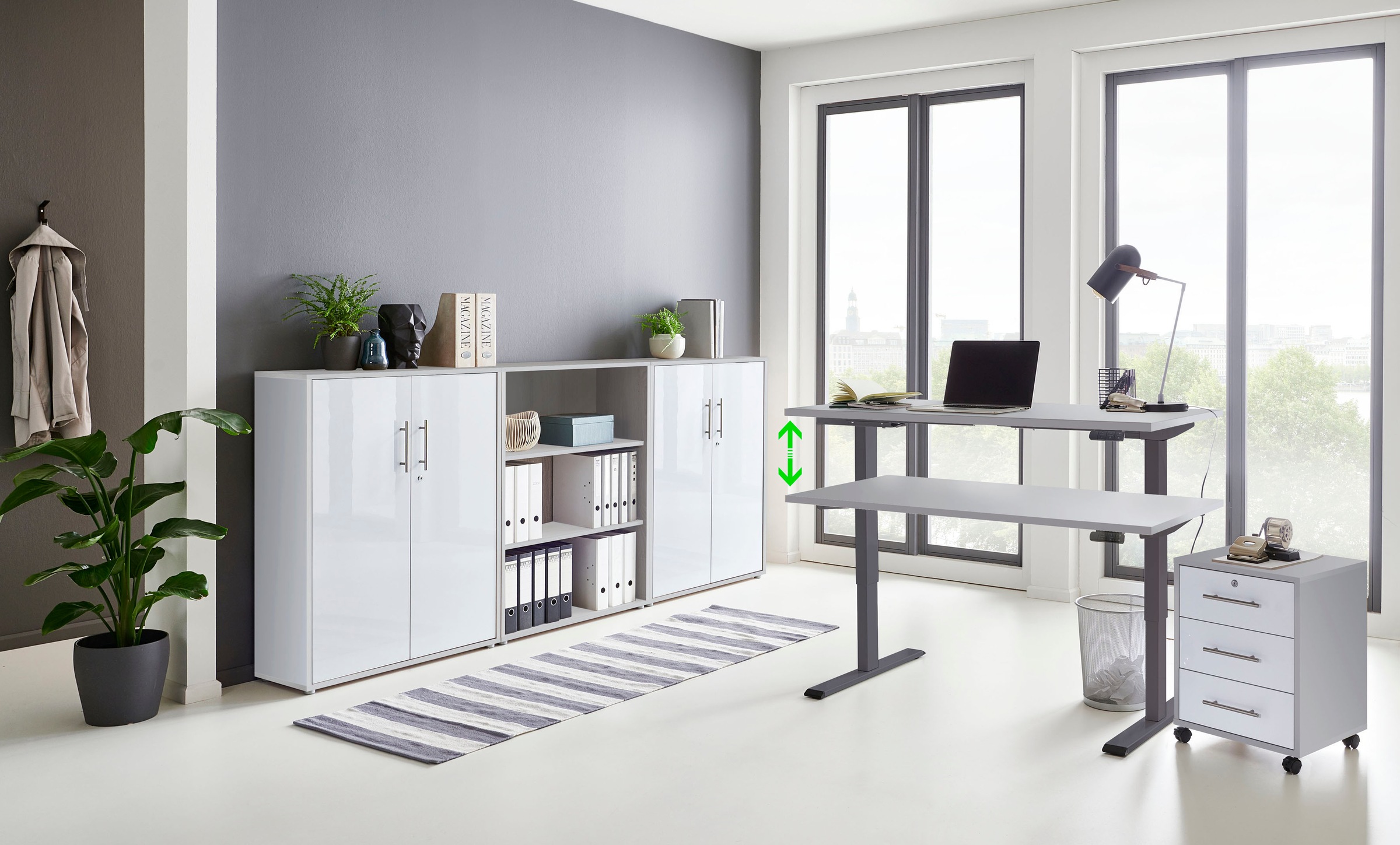 BMG Möbel Büromöbel-Set »Tabor«, (Set, 5 tlg.), mit elektrisch höhenverstellbarem Schreibtisch