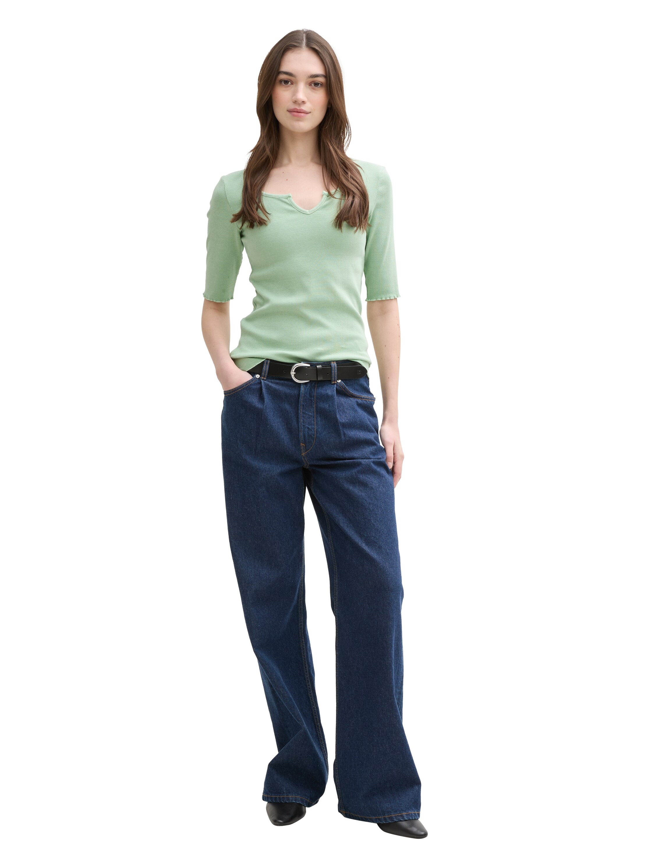 TOM TAILOR Denim T-Shirt, mit Rippstruktur