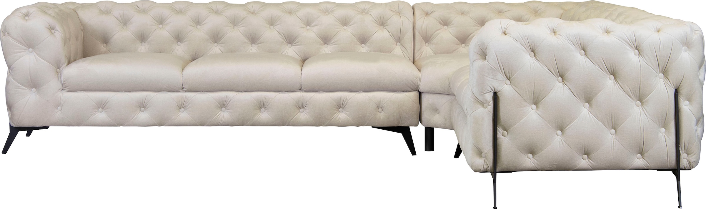 Home affaire Chesterfield-Sofa »Amaury L-Form« großes Ecksofa, Chesterfield-Optik, Breite 323 cm, Fußfarbe wählbar